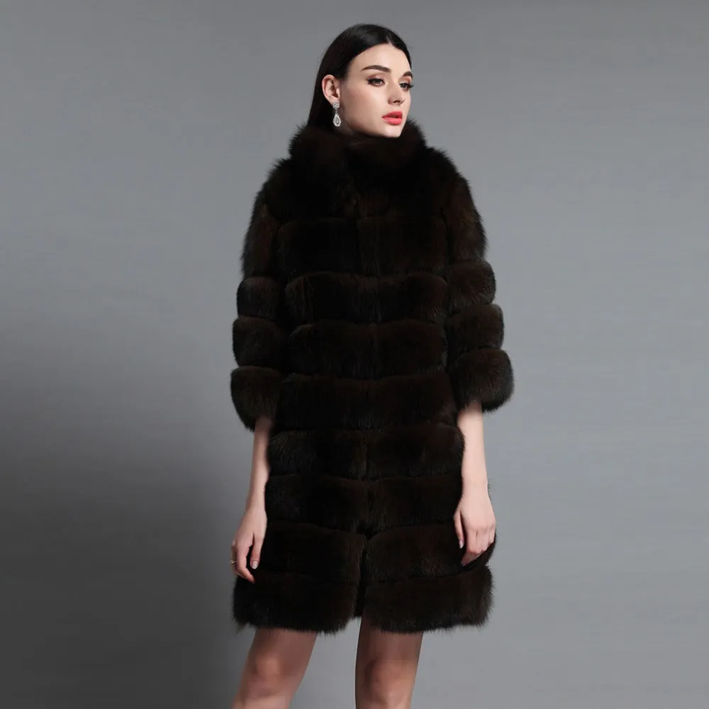 Long Genuine Fox Fur Coat