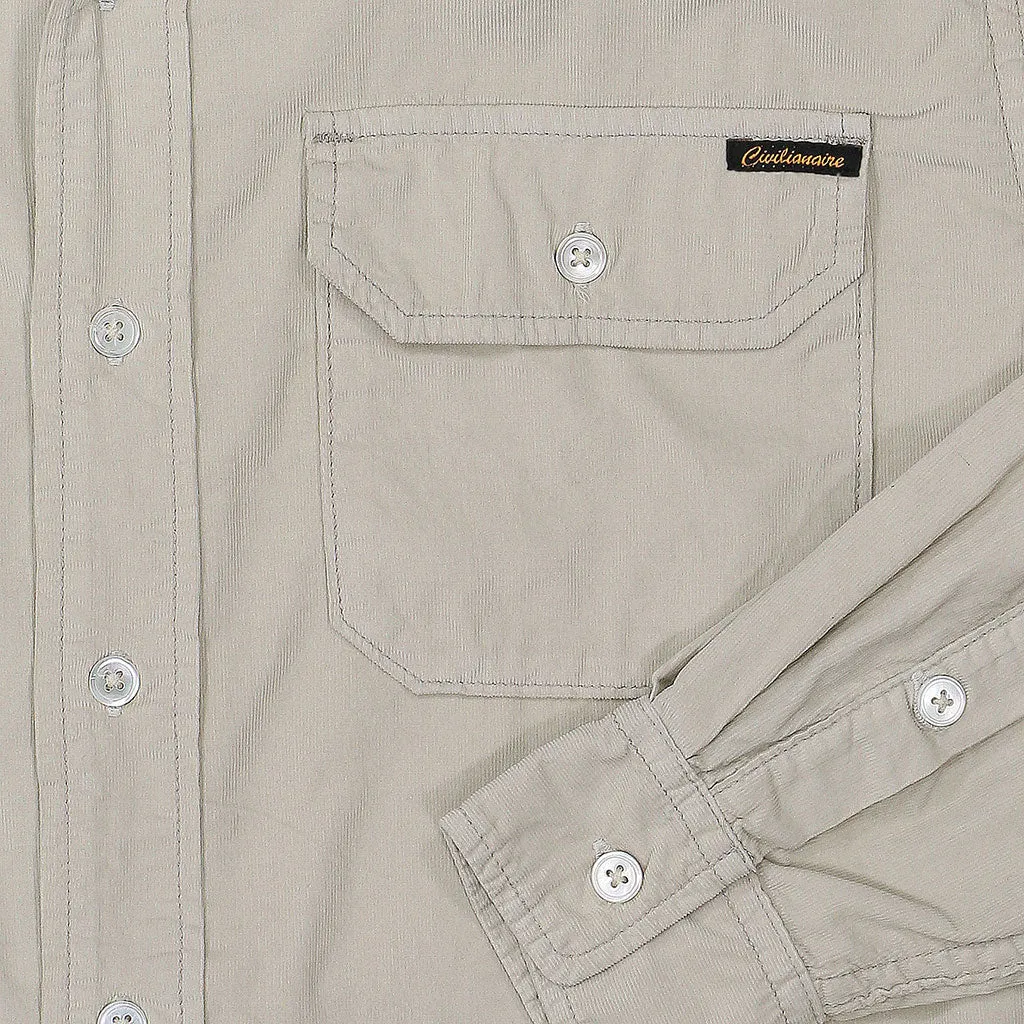 Long Sleeve Notch Flap Shirt 28-Wale Light Weight Corduroy - Ash