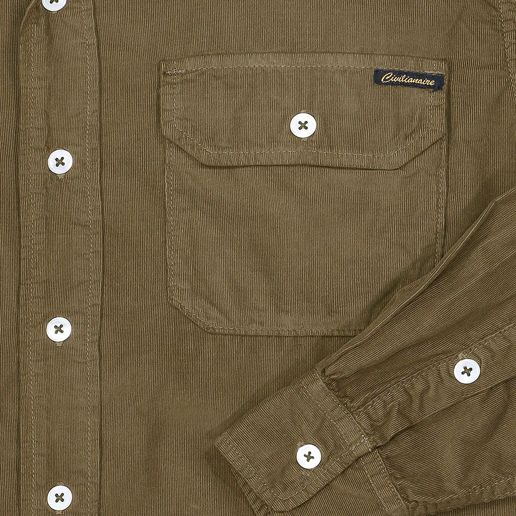 Long Sleeve Notch Flap Shirt 28-Wale Light Weight Corduroy - Biskra