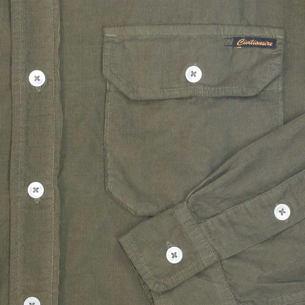 Long Sleeve Notch Flap Shirt 28-Wale Light Weight Corduroy - Elmwood