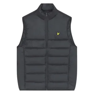 Lyle & Scott Branded Logo Gunmetal Grey Wadded Gilet Jacket