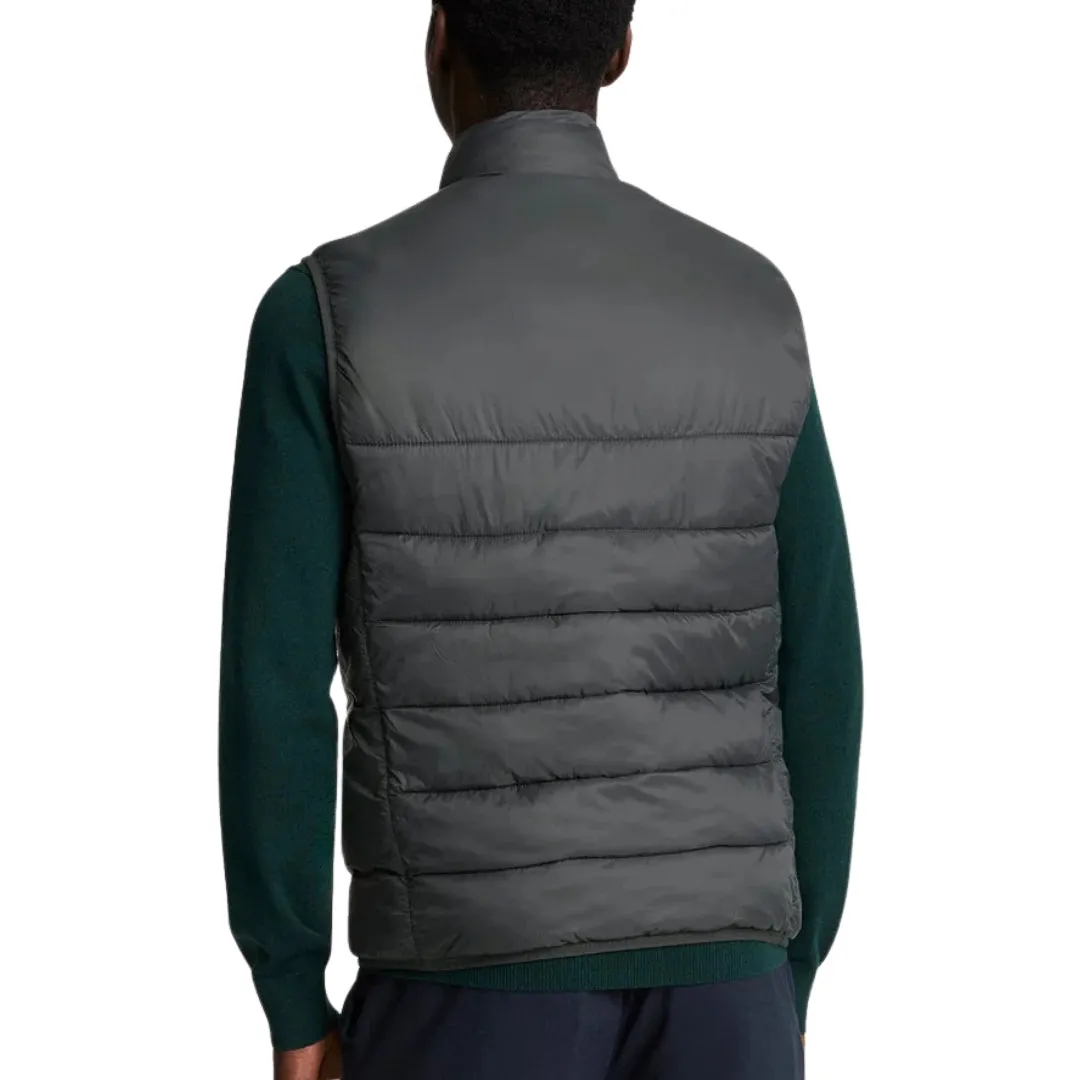 Lyle & Scott Branded Logo Gunmetal Grey Wadded Gilet Jacket