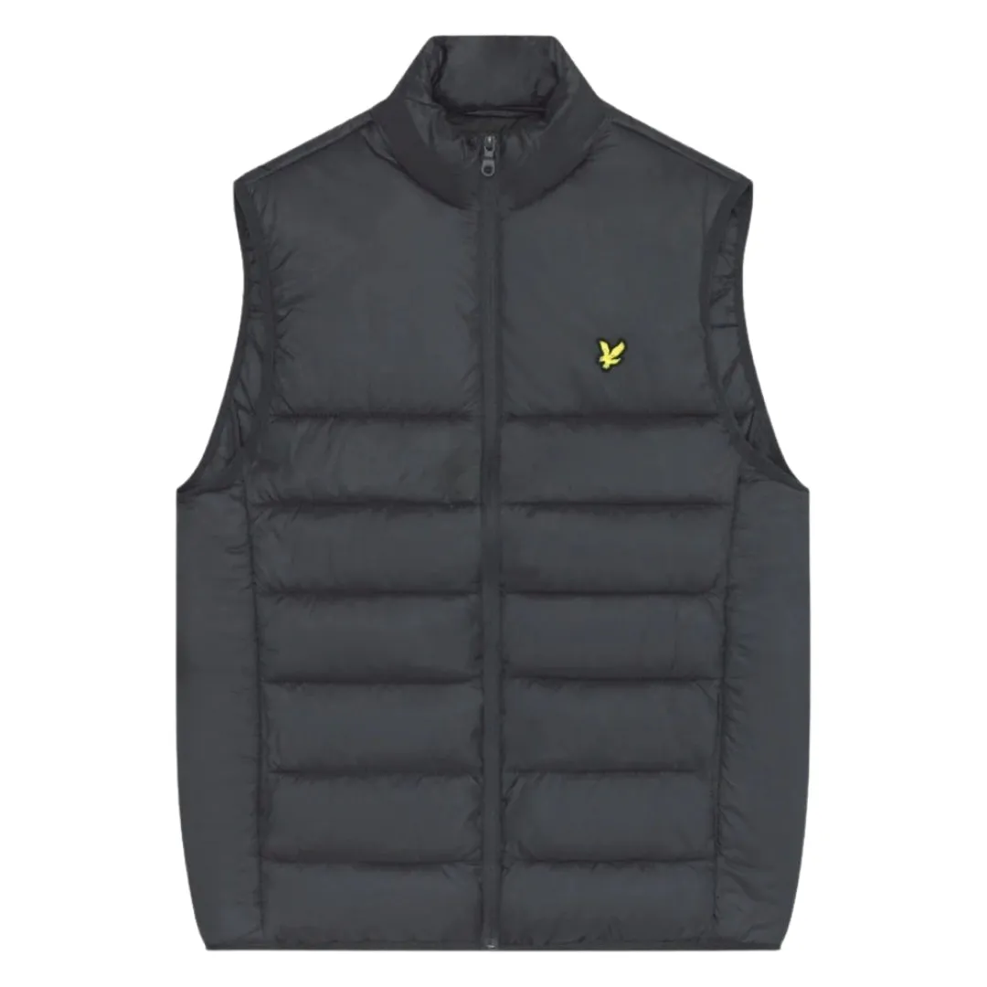 Lyle & Scott Branded Logo Gunmetal Grey Wadded Gilet Jacket