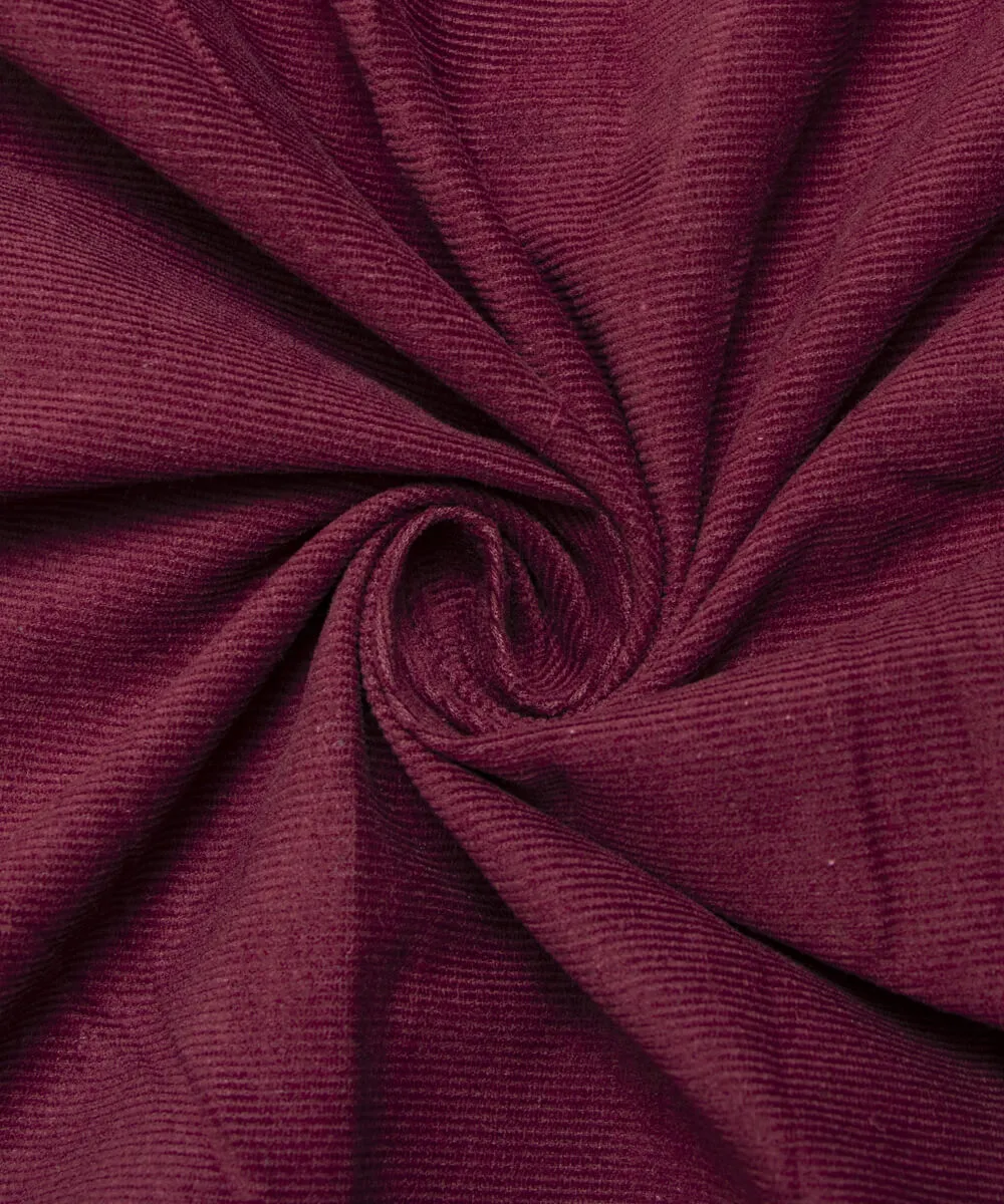 Maroon Colour Plain Corduroy Fabric