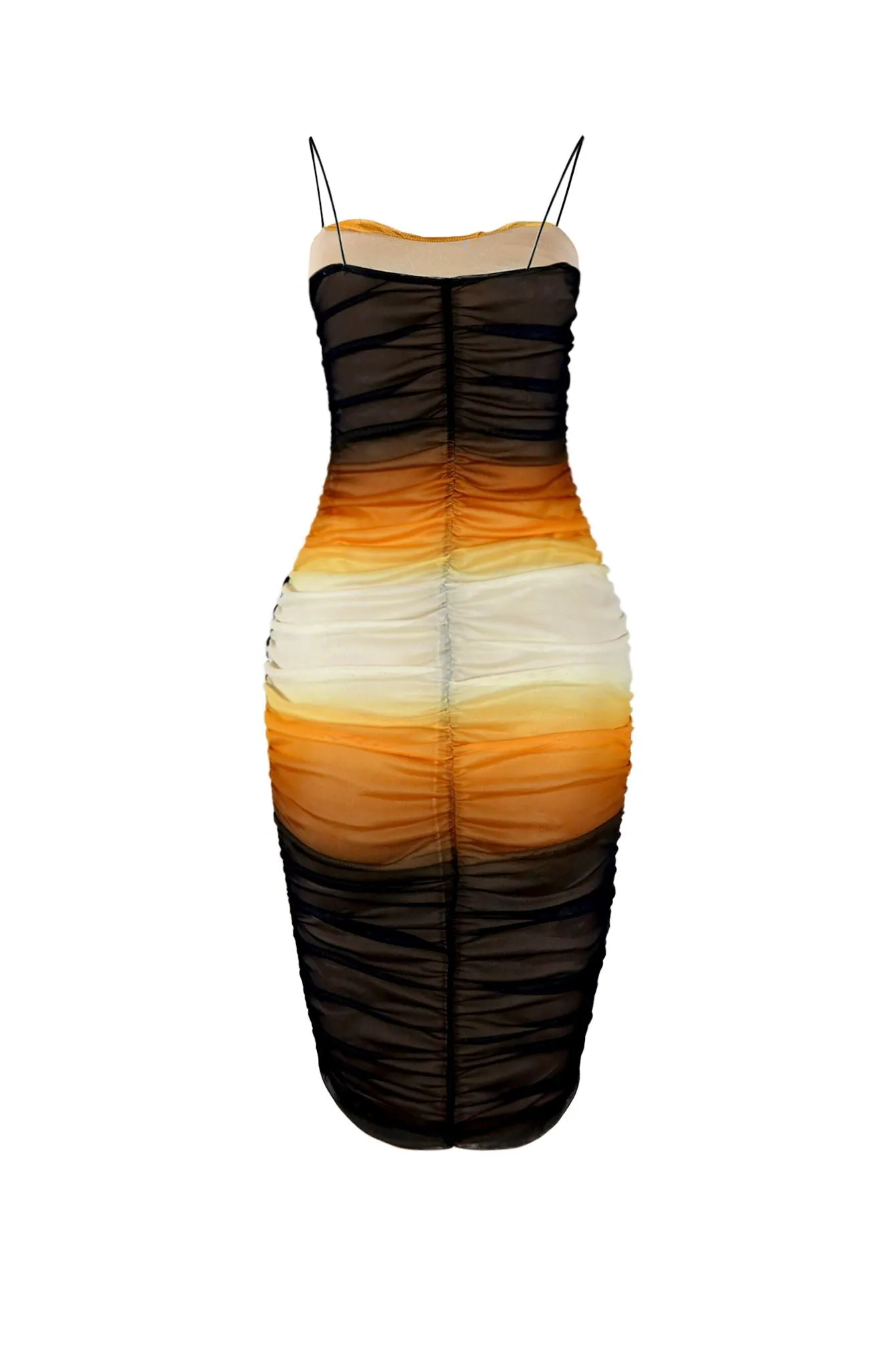 Marygold Gradation Print Mesh Ruched Midi Dress