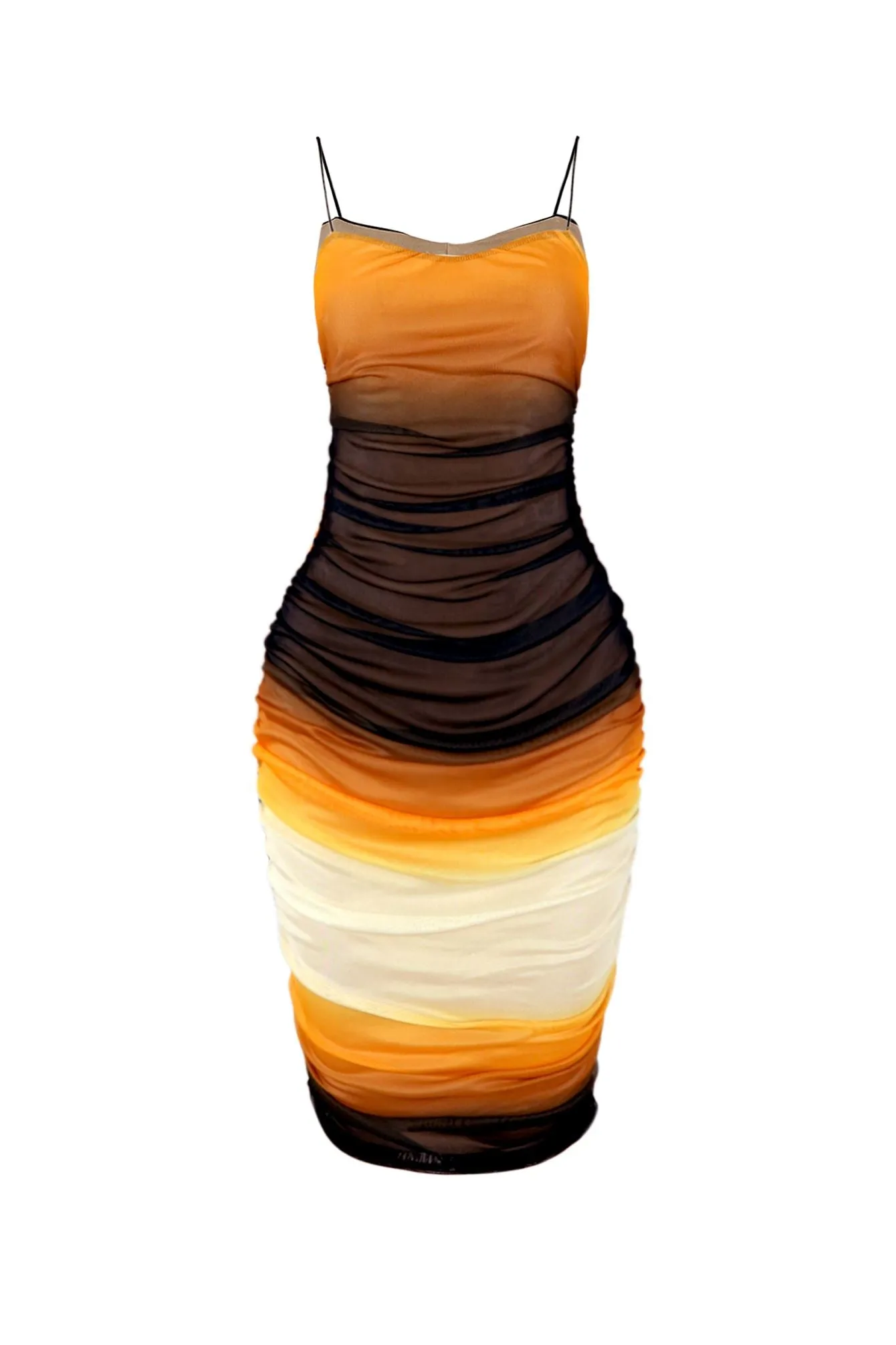 Marygold Gradation Print Mesh Ruched Midi Dress