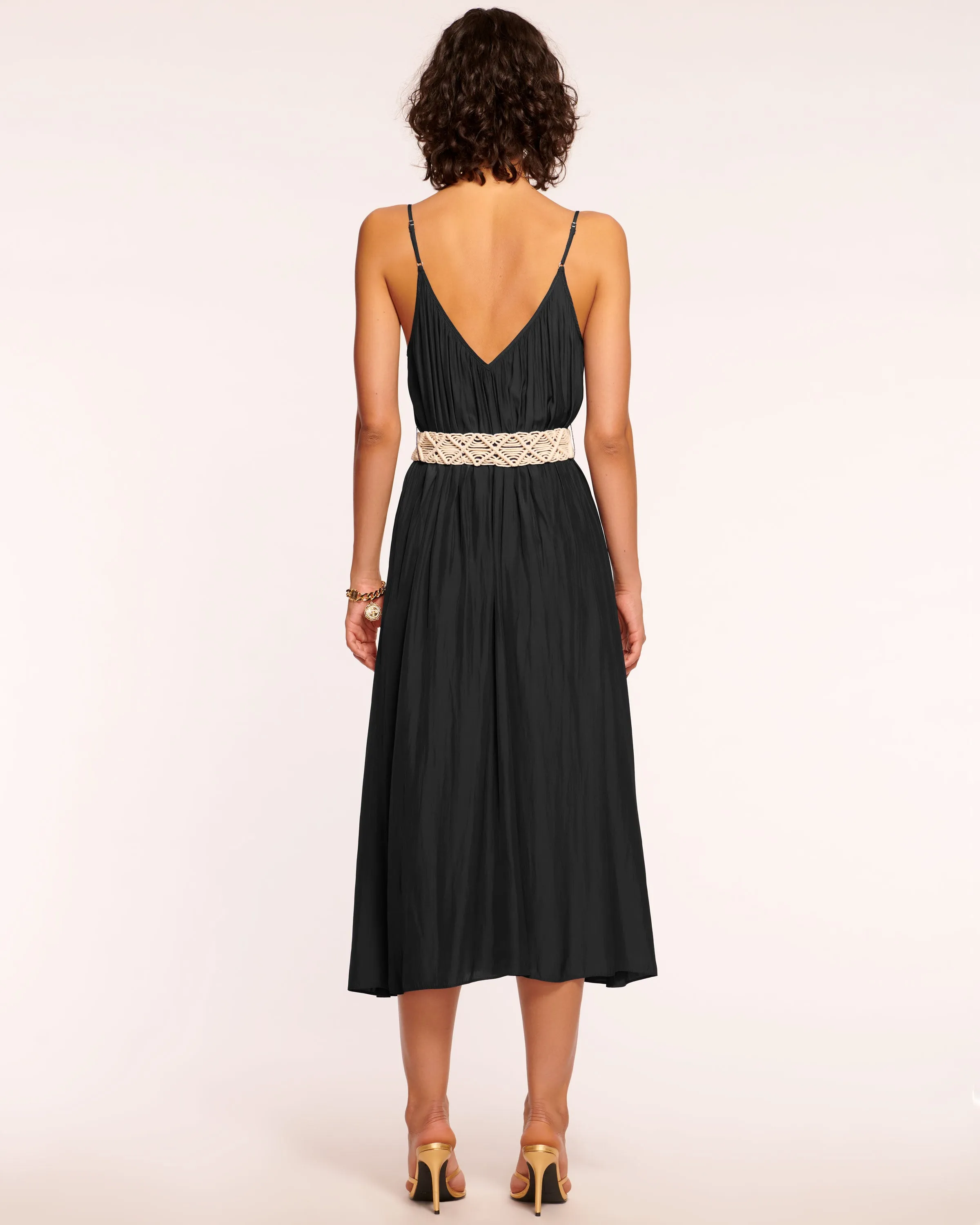 May Belted V-Neck Midi Dress