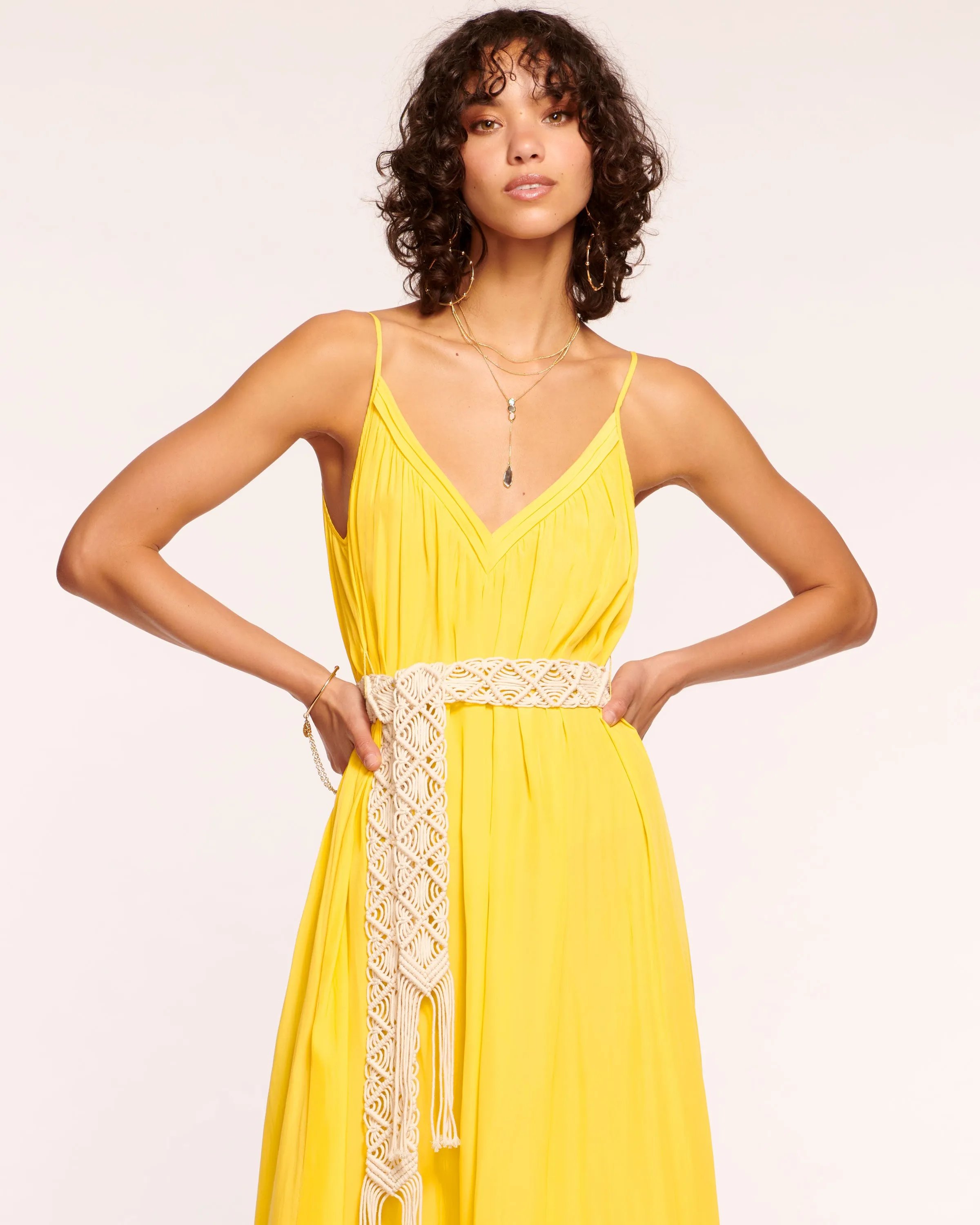 May Belted V-Neck Midi Dress