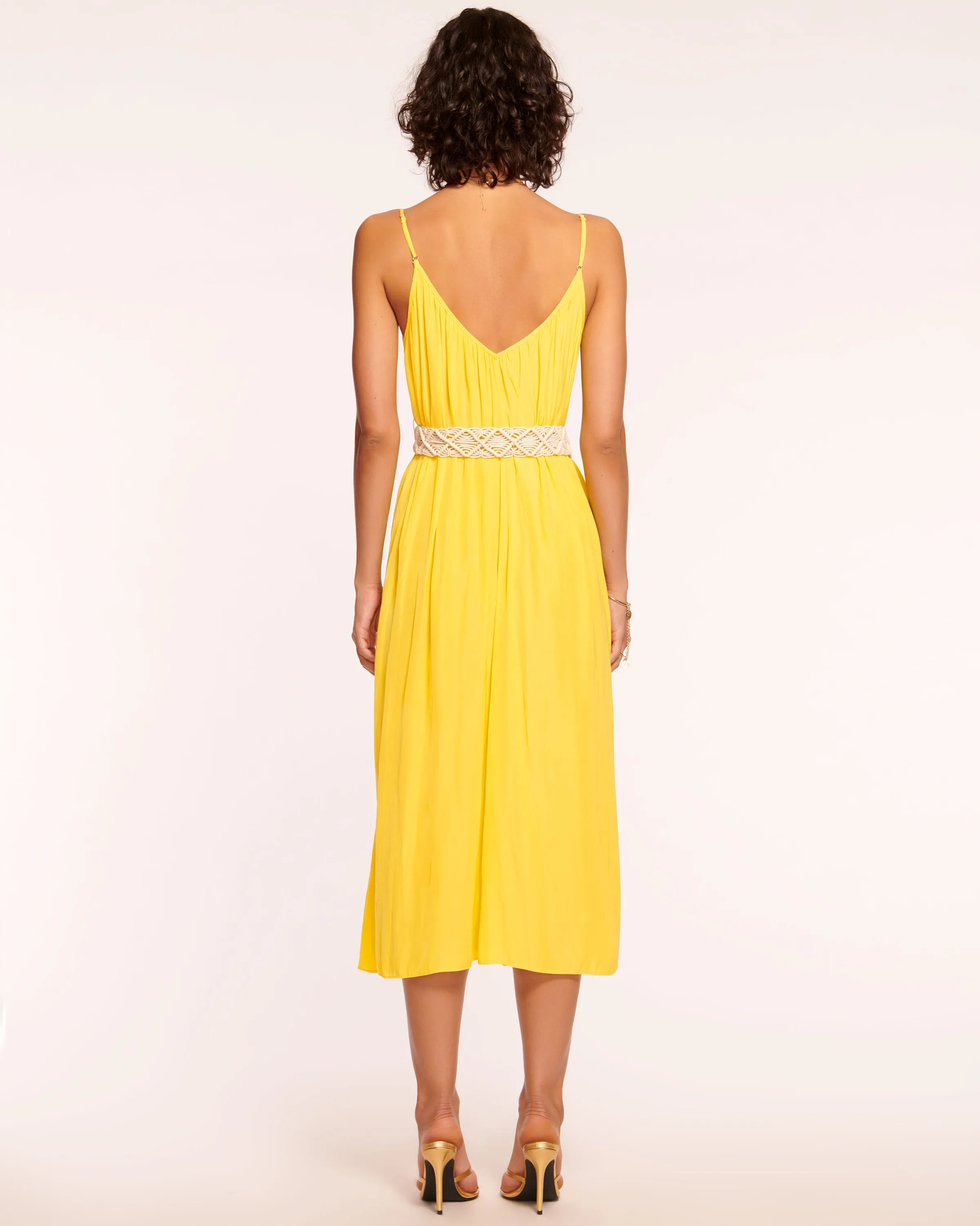 May Belted V-Neck Midi Dress