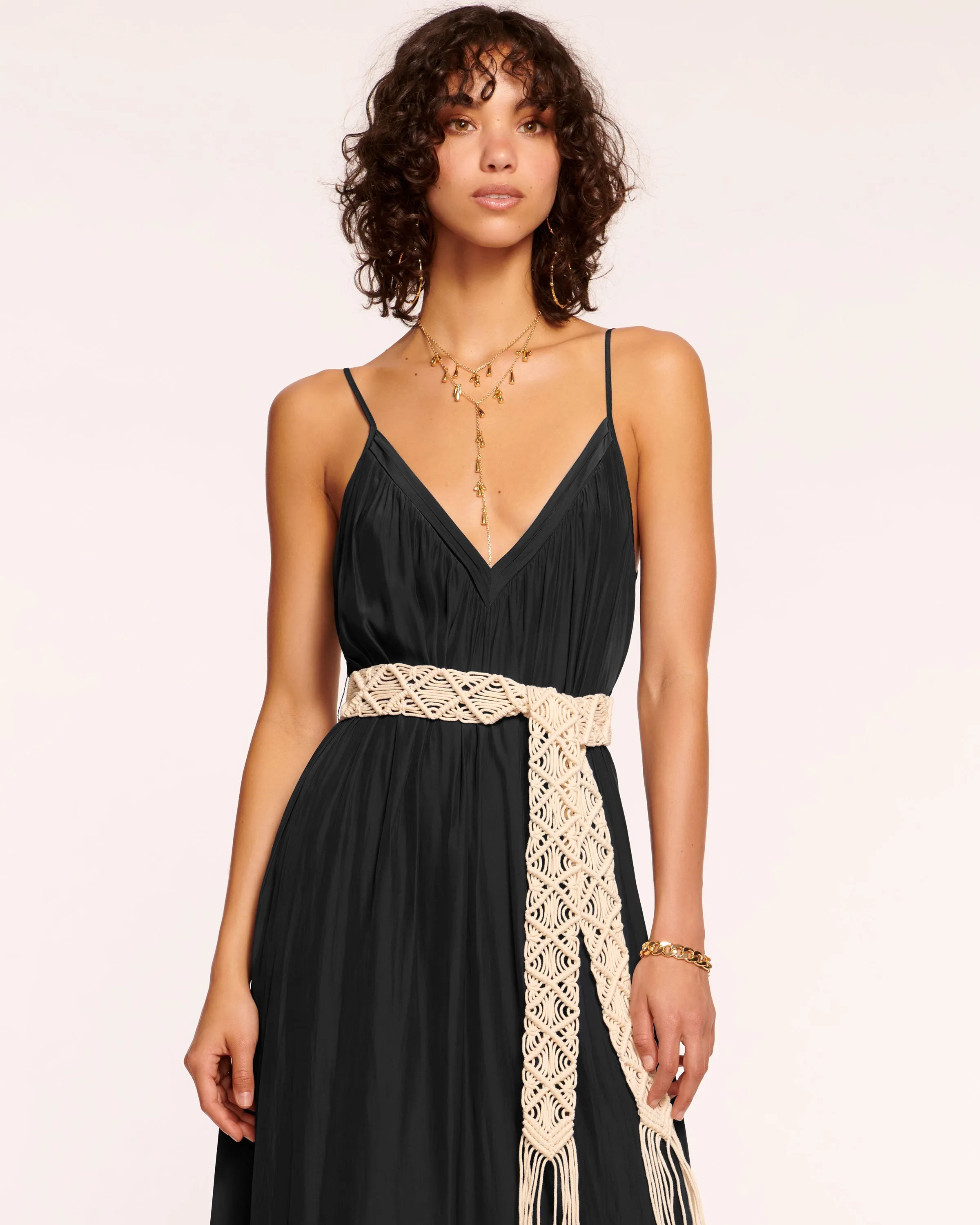 May Belted V-Neck Midi Dress