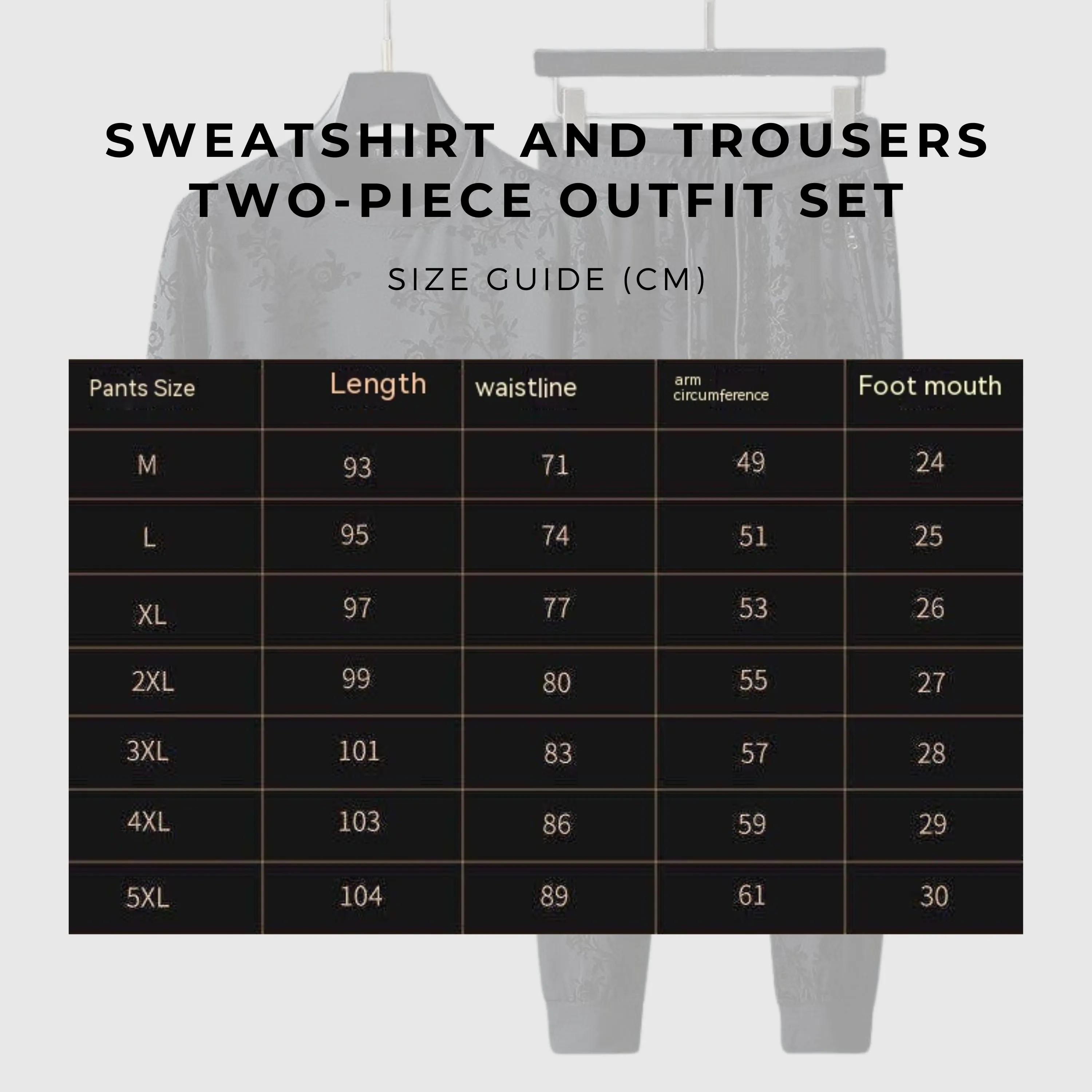 Men's Elegant Jacquard Round Neck Long-sleeved Sweatshirt and Trousers Two-piece Outfit Set