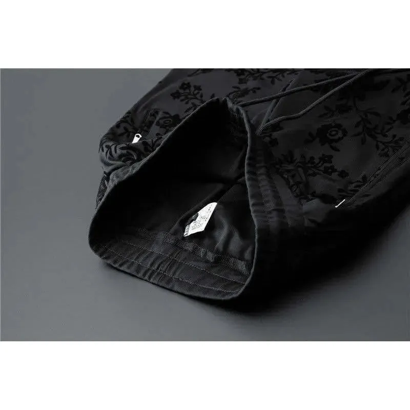 Men's Elegant Jacquard Round Neck Long-sleeved Sweatshirt and Trousers Two-piece Outfit Set