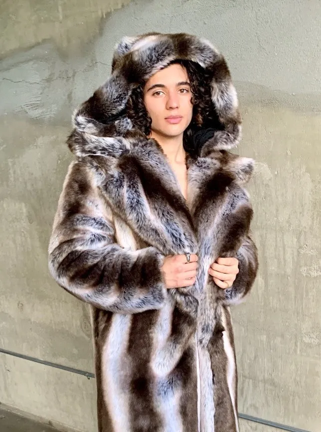 Men's Vandal Coat in "Silver Brown Fox" Chinchilla