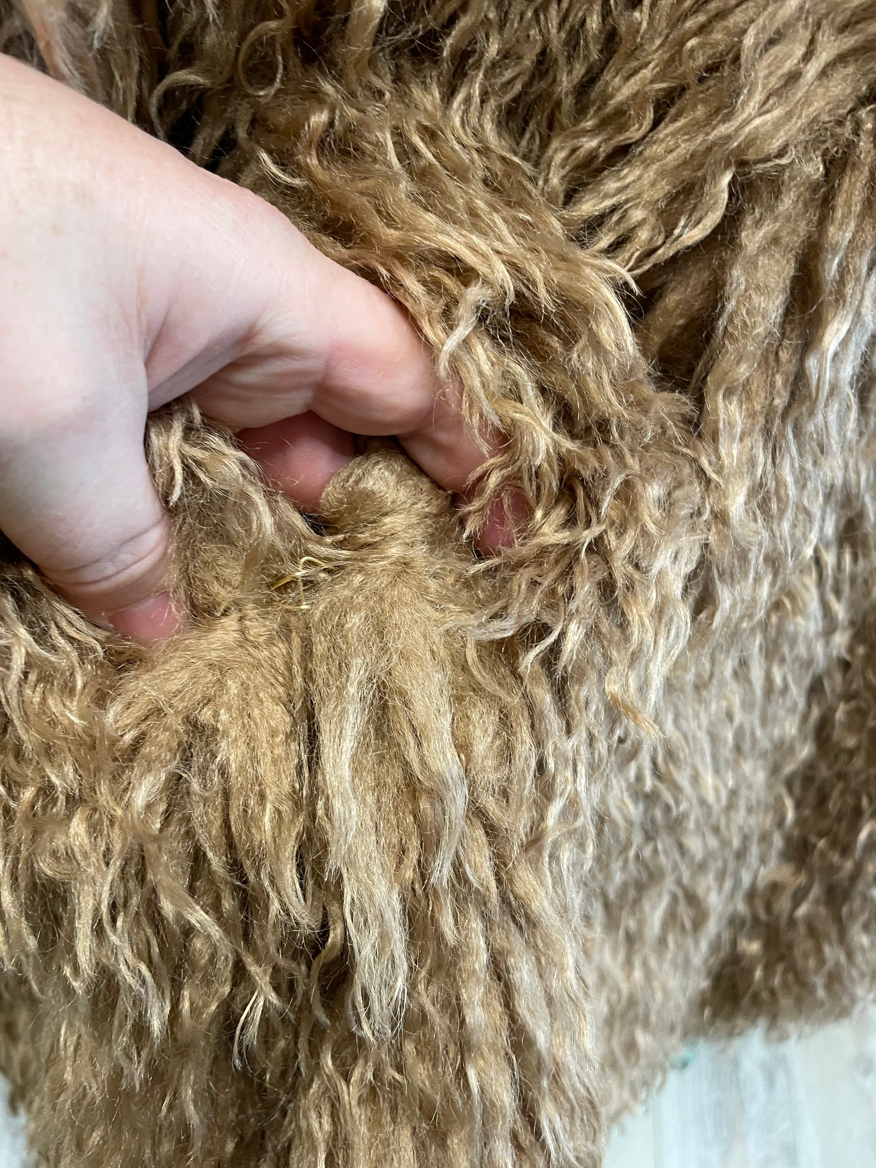 Mongolian Fur Long Coat in Olive