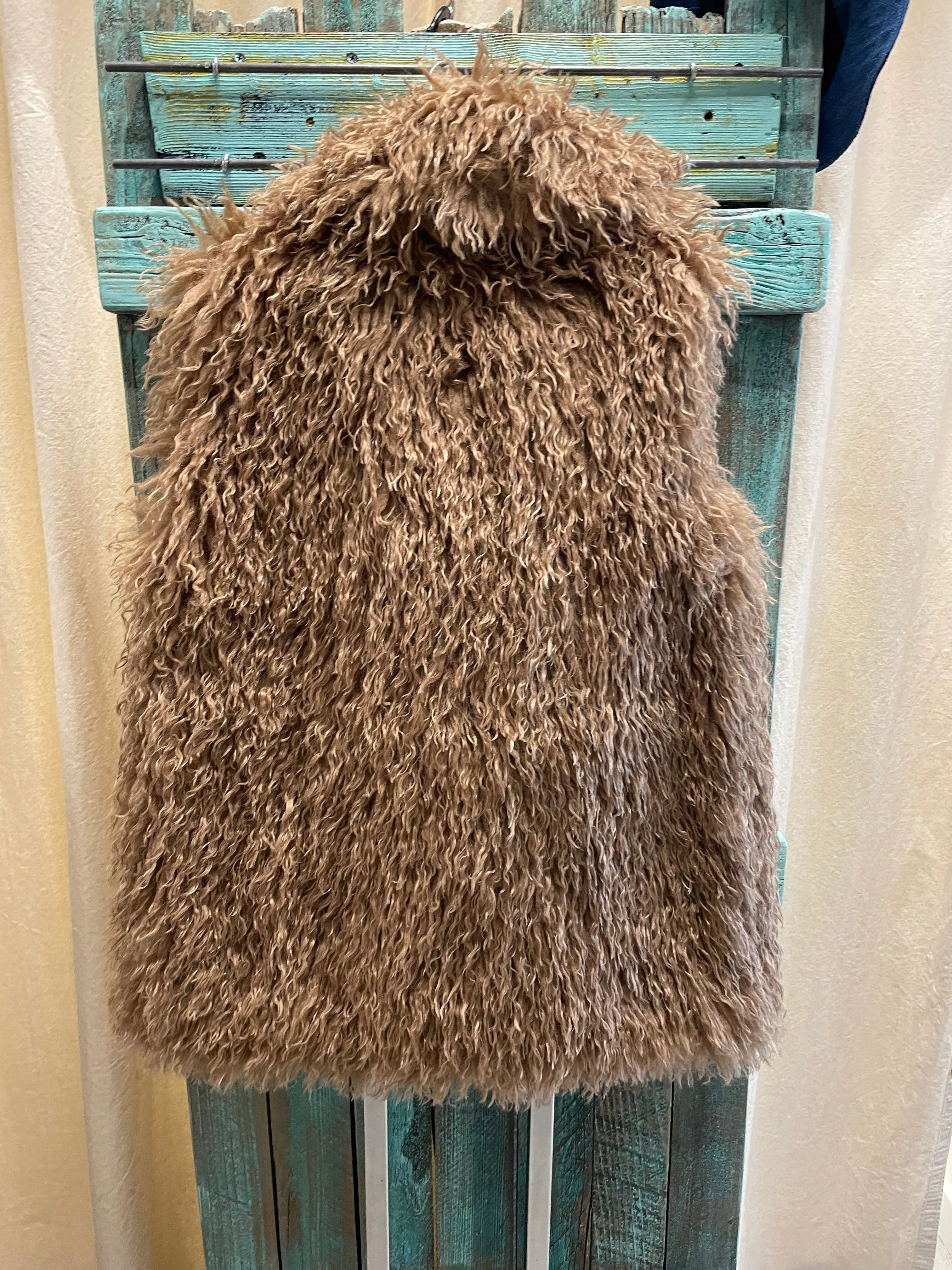 Mongolian Fur Long Coat in Olive