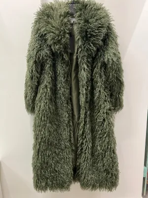 Mongolian Fur Long Coat in Olive
