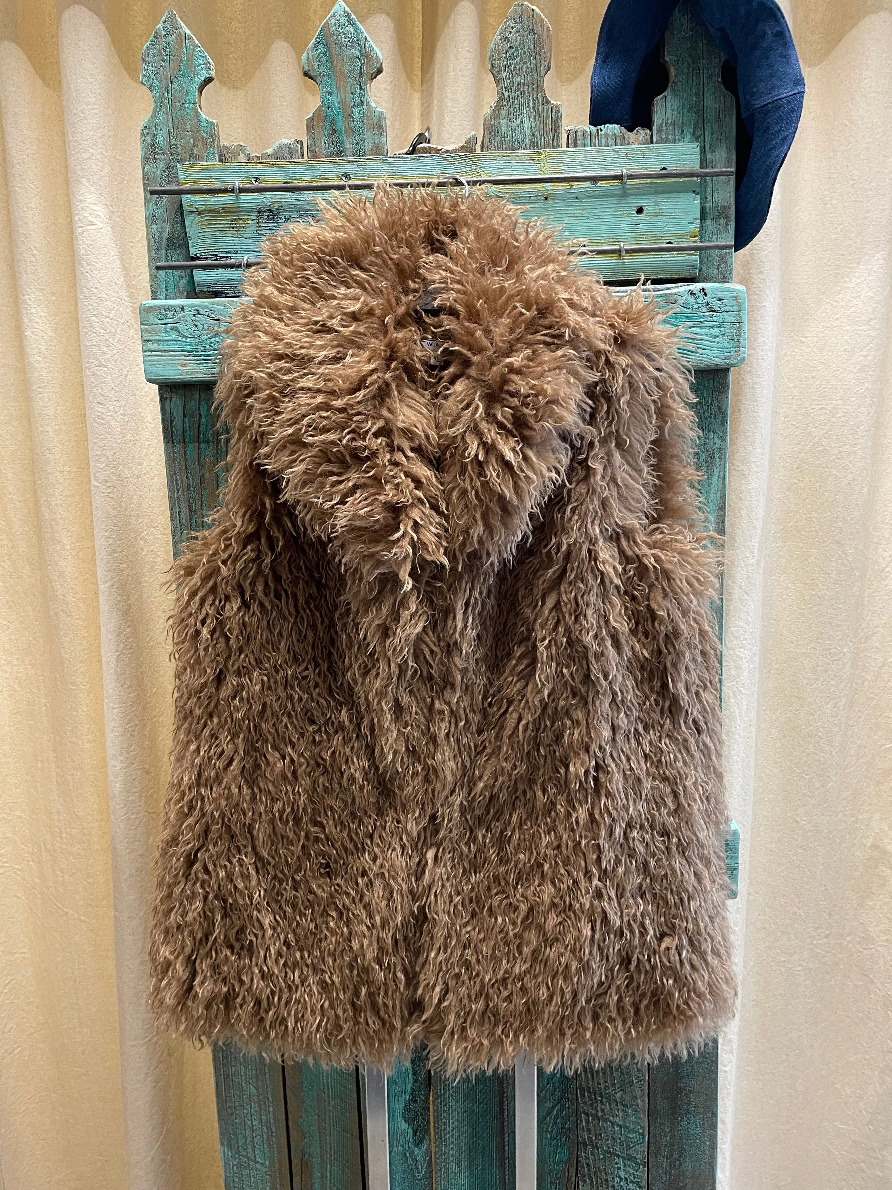 Mongolian Fur Long Coat in Olive