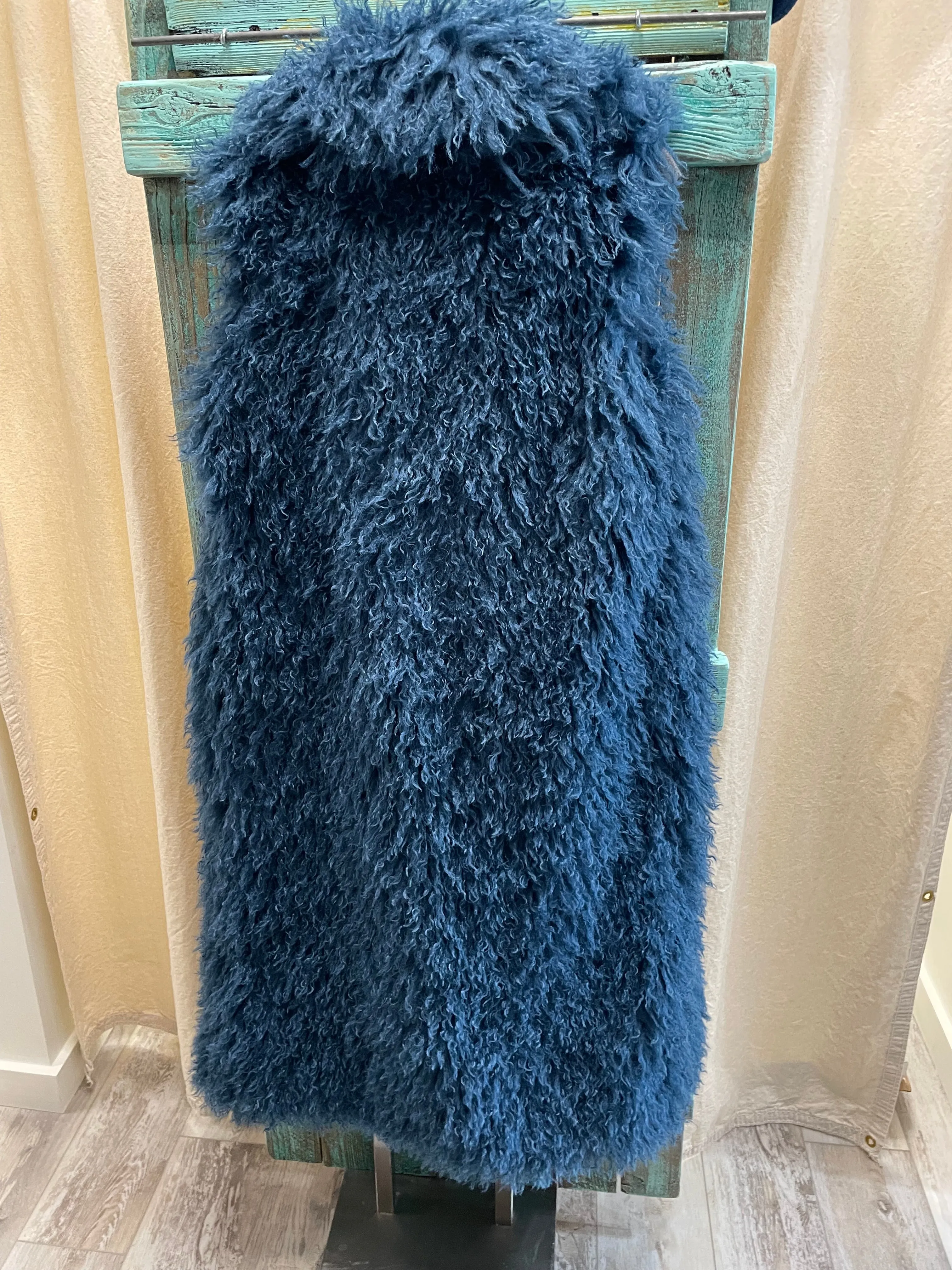 Mongolian Fur Long Coat in Olive