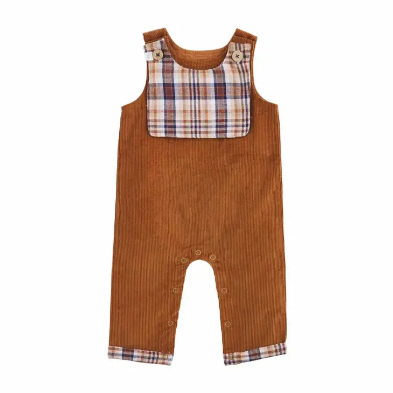 Mudpie Little Boys Corduroy Reversible Overall & Bib Set