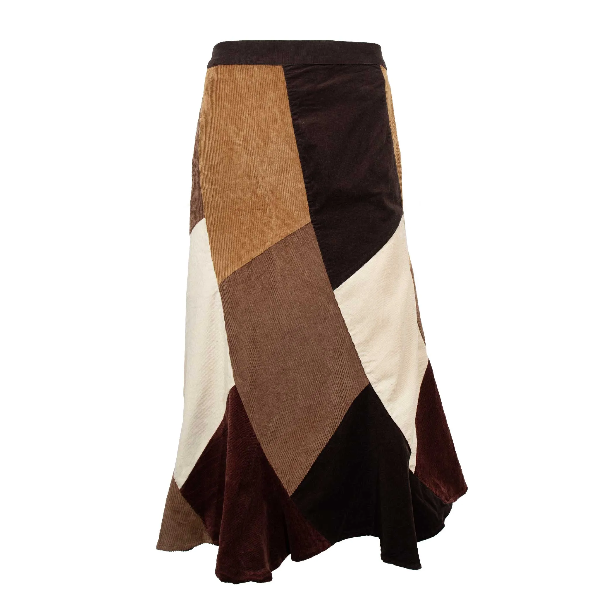 Multi-panel Swirl Corduroy Skirt
