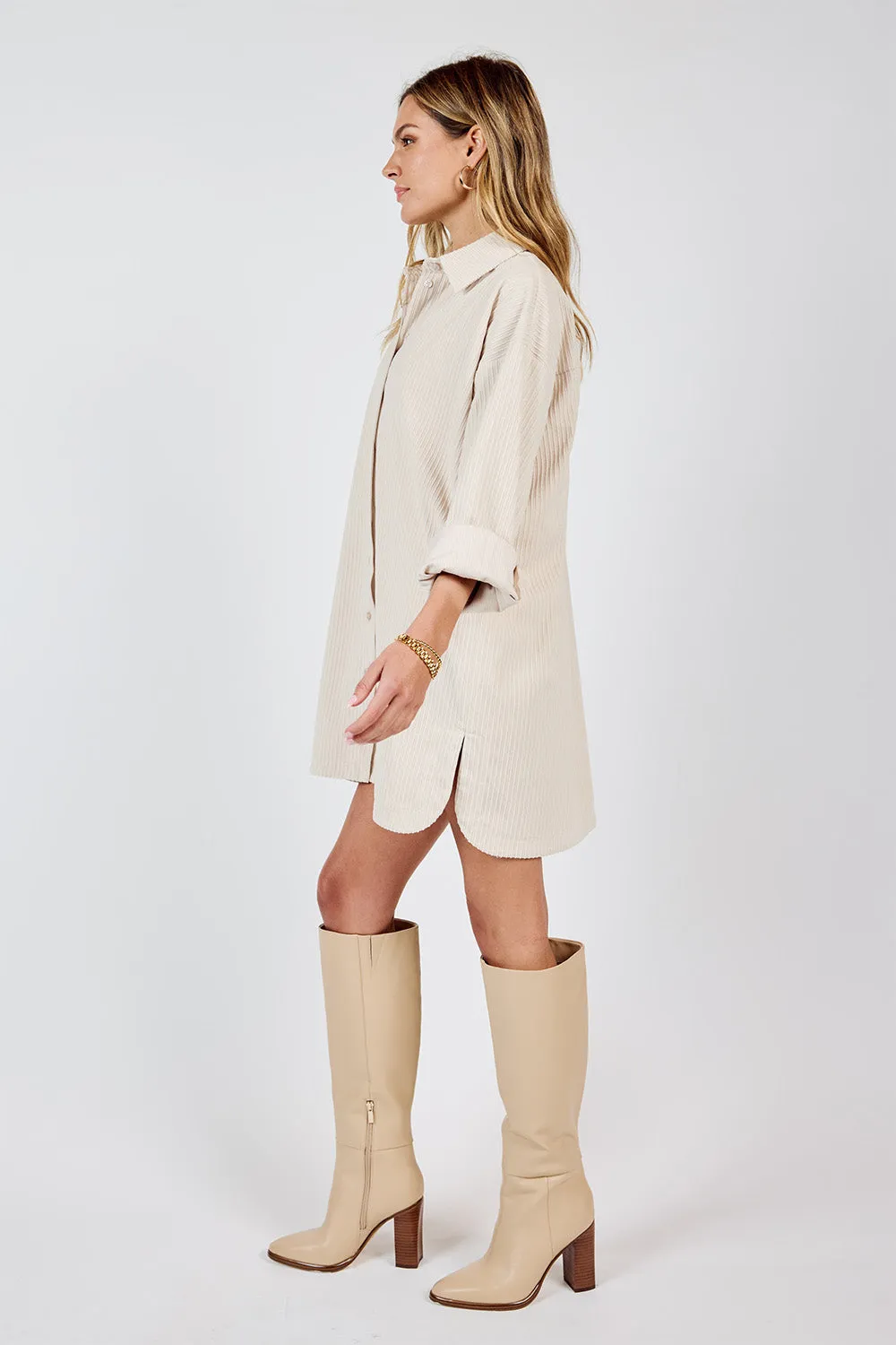 NOURISH CORDUROY SHIRT DRESS
