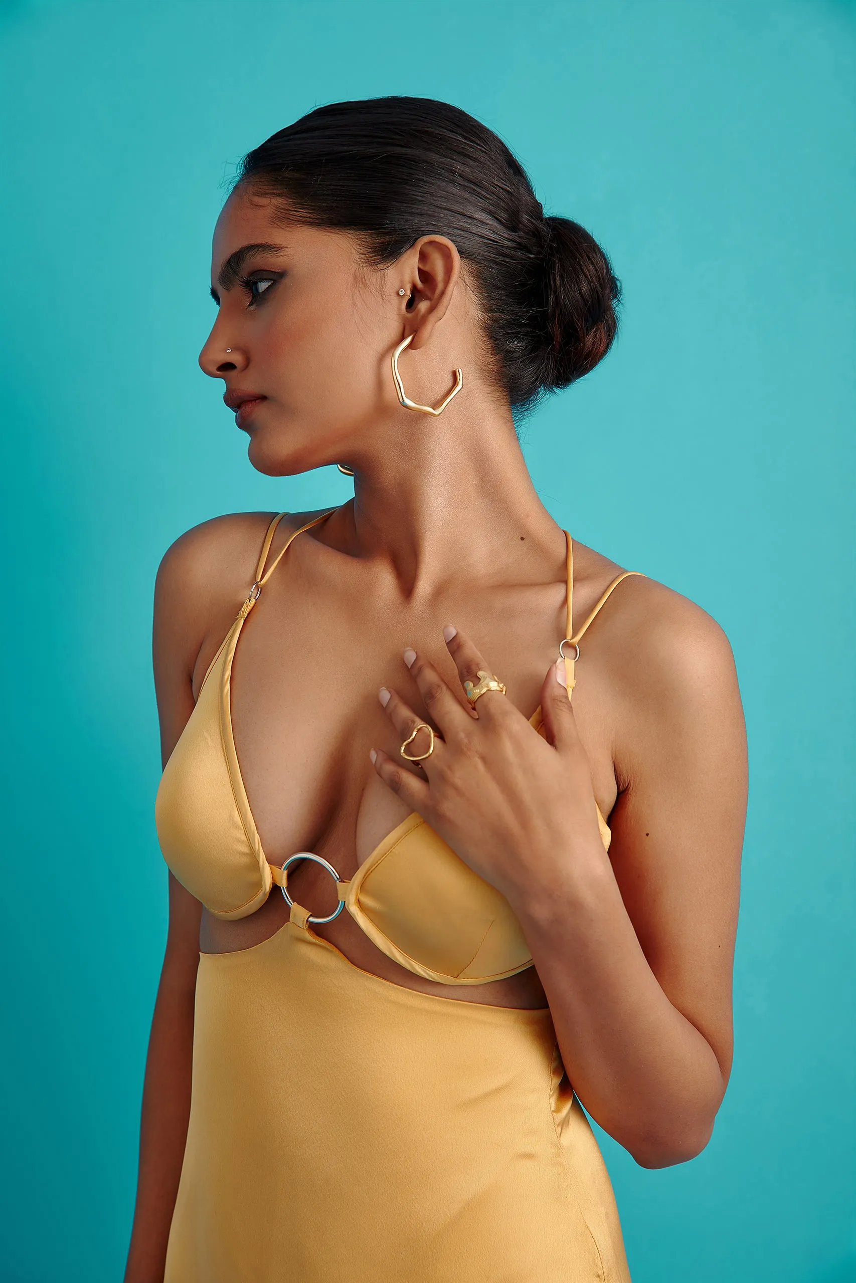 O-Ring Satin Slip Dress