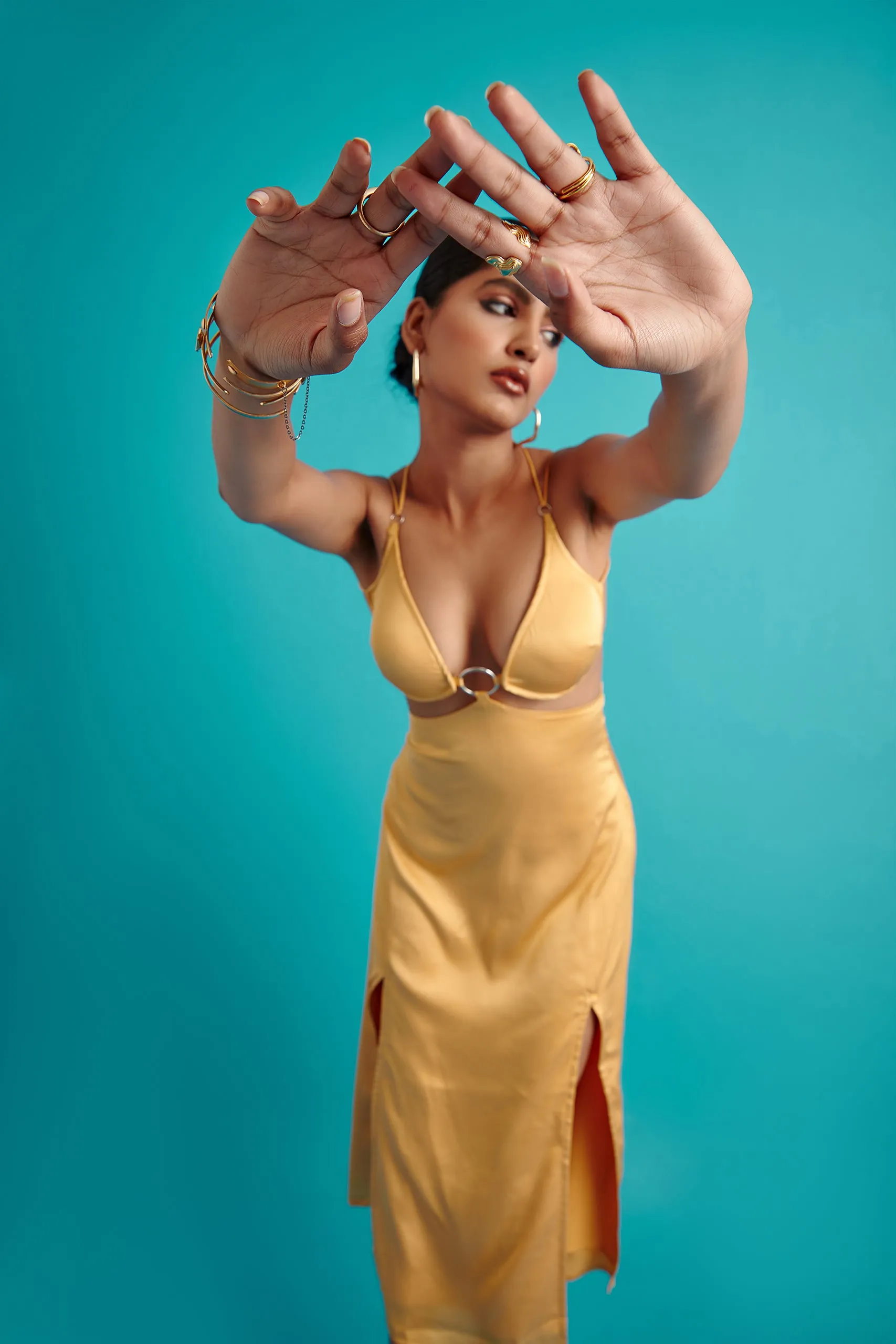 O-Ring Satin Slip Dress