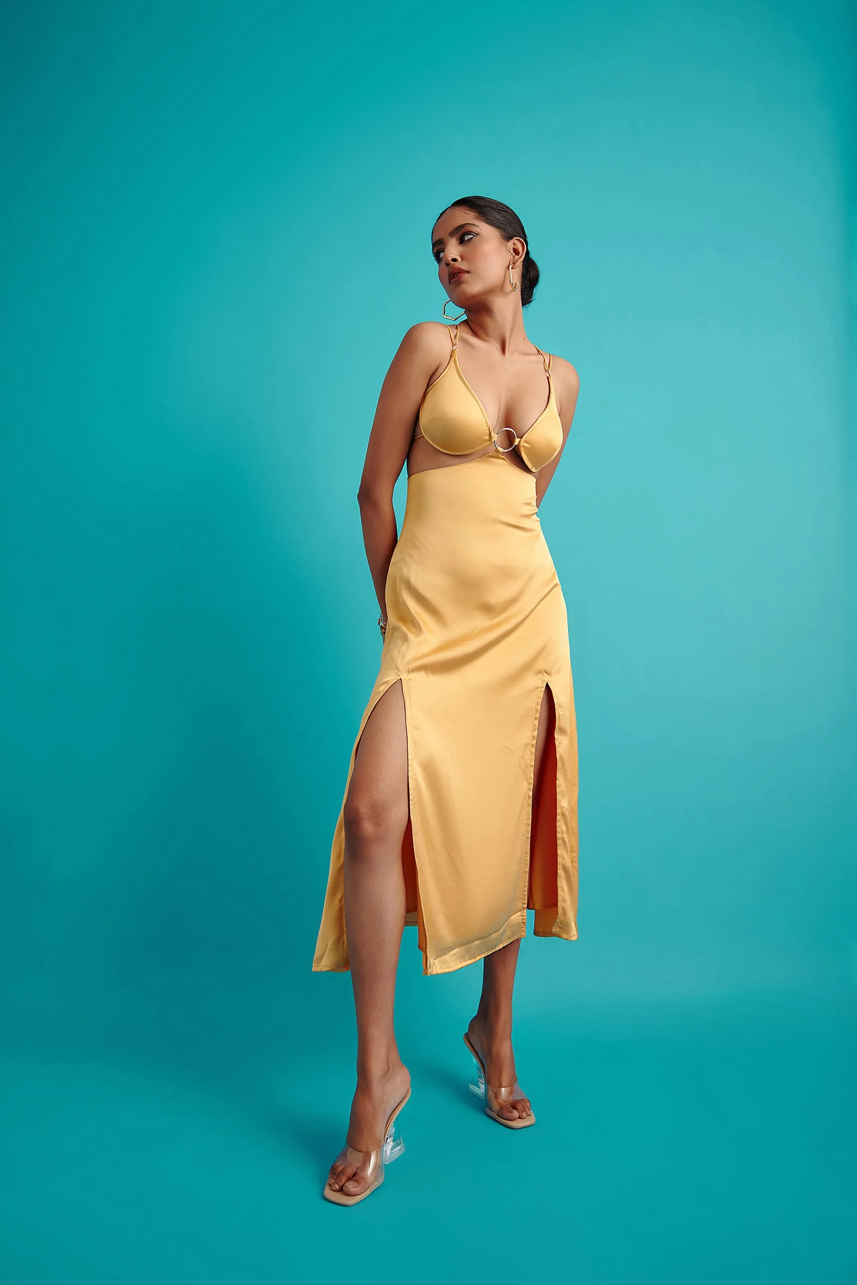 O-Ring Satin Slip Dress