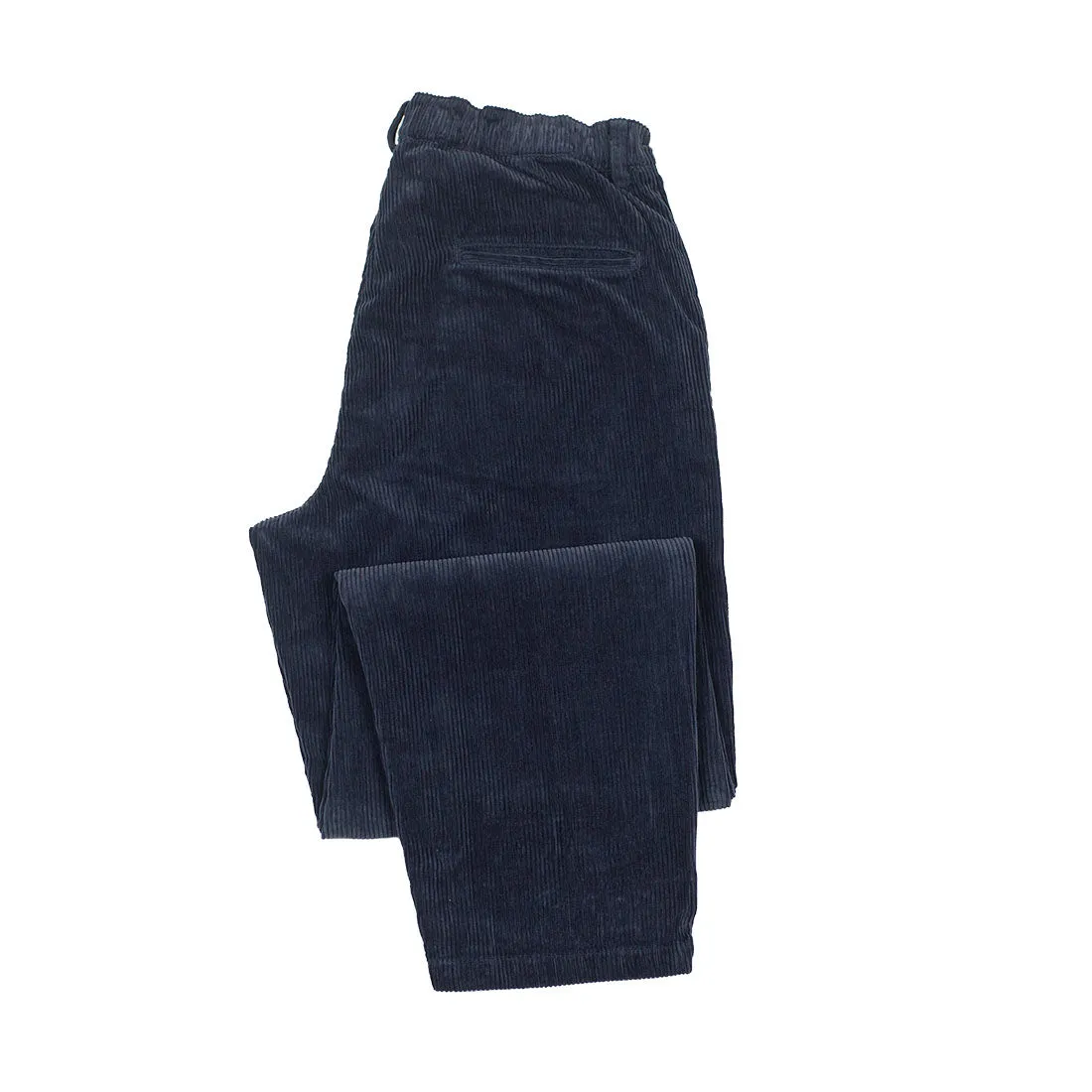 One tuck trousers in indigo-dyed cotton corduroy
