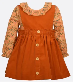 Orange Corduroy Convertible Jumper Dress to Skirt | Bonnie Jean