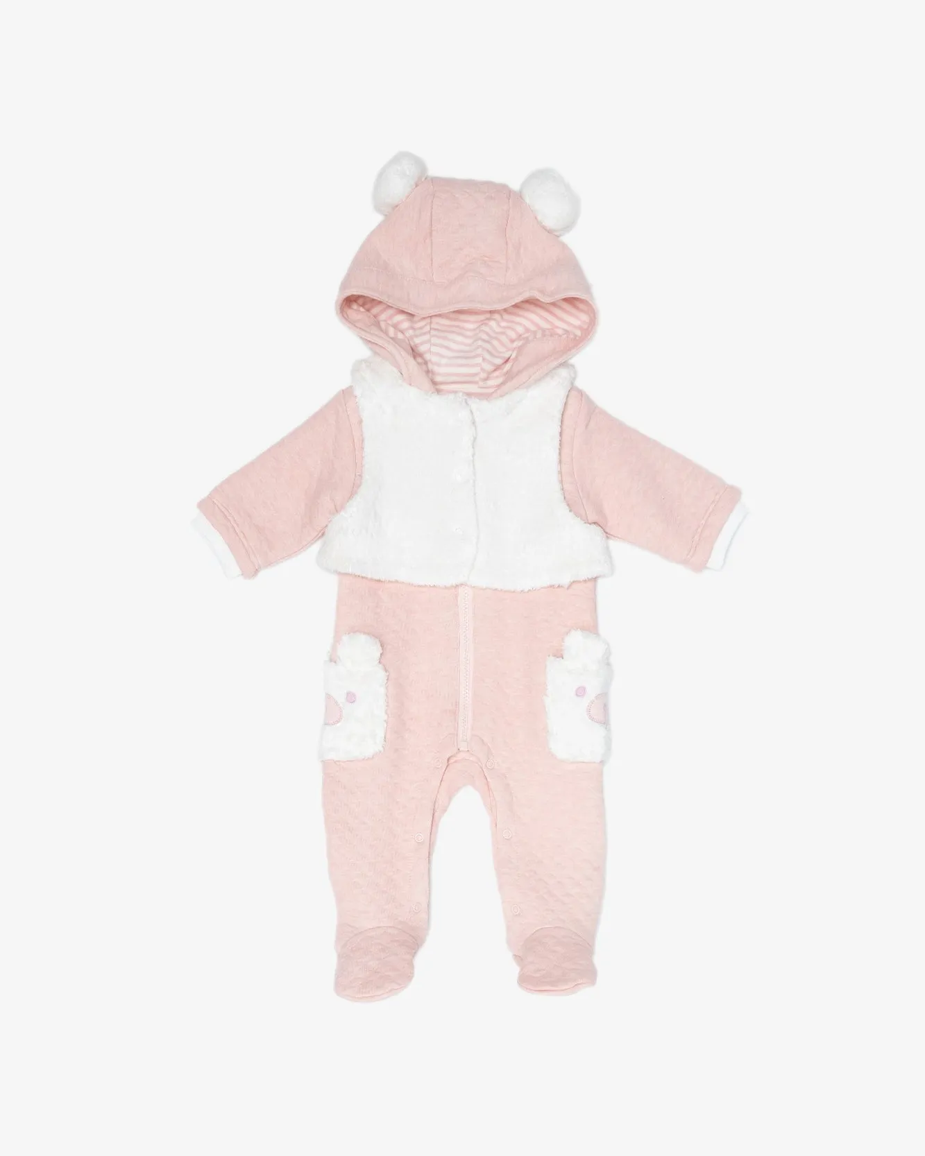 Padded Romper with Fluffy Gilet