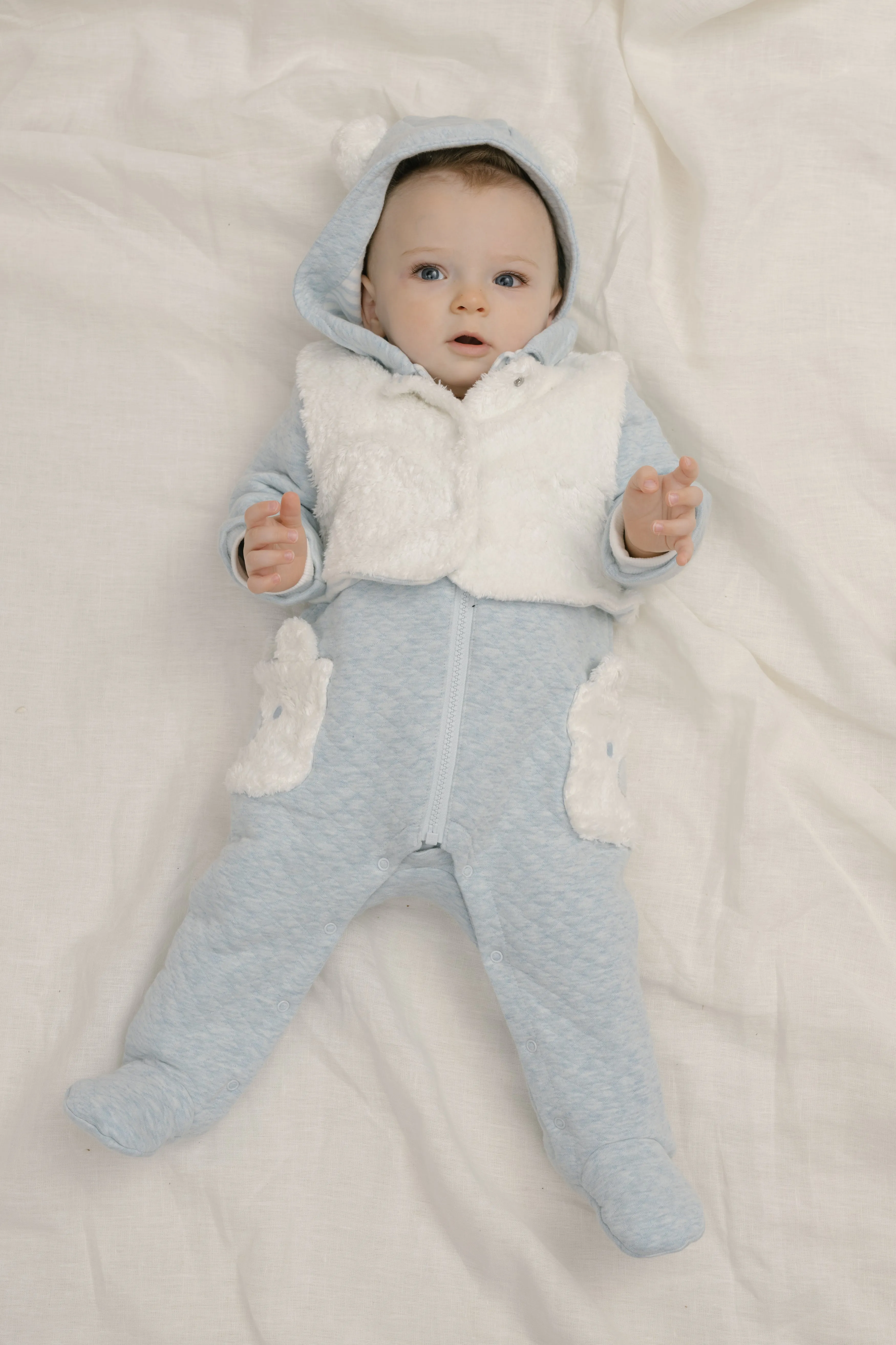 Padded Romper with Fluffy Gilet