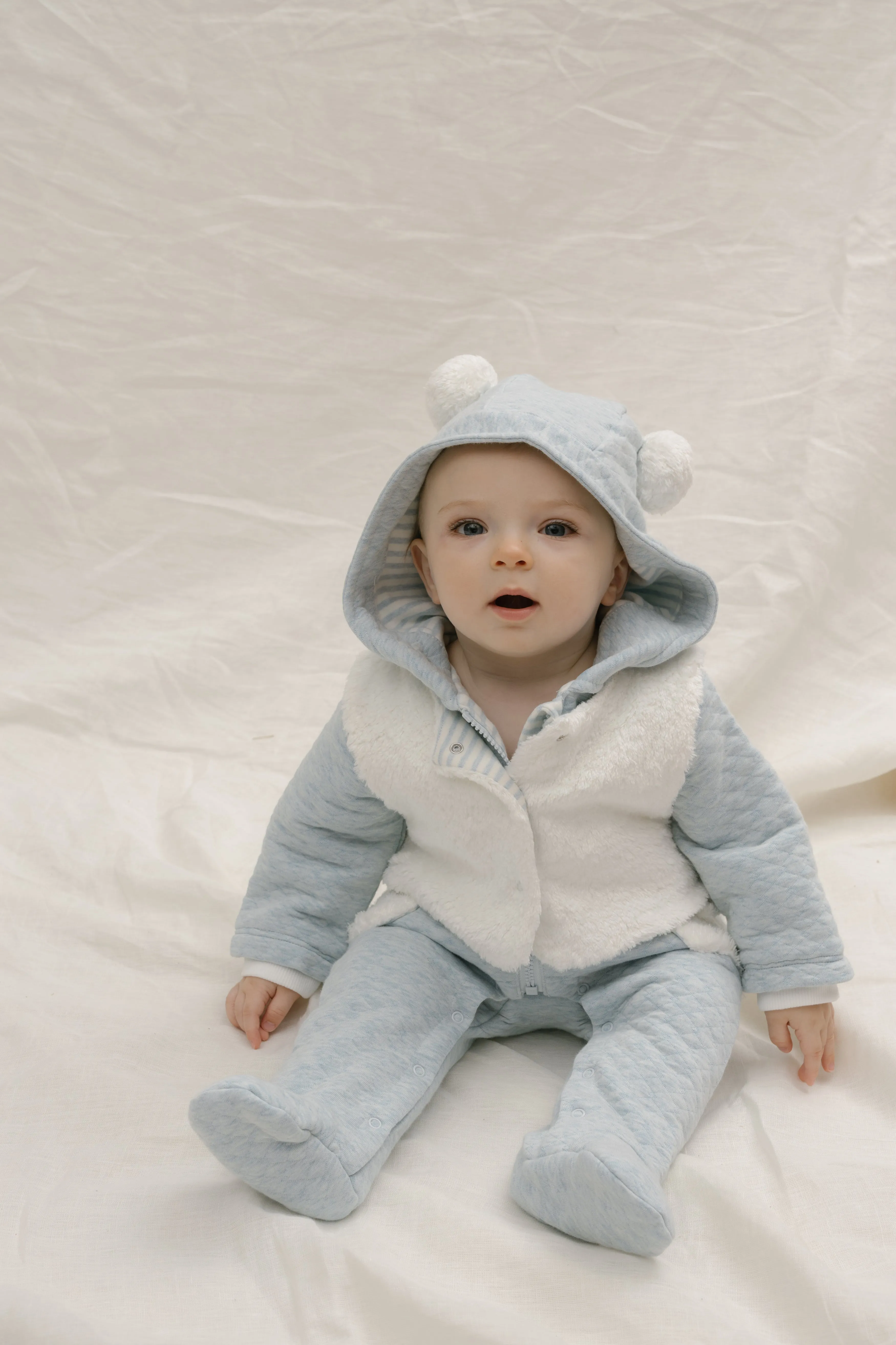 Padded Romper with Fluffy Gilet