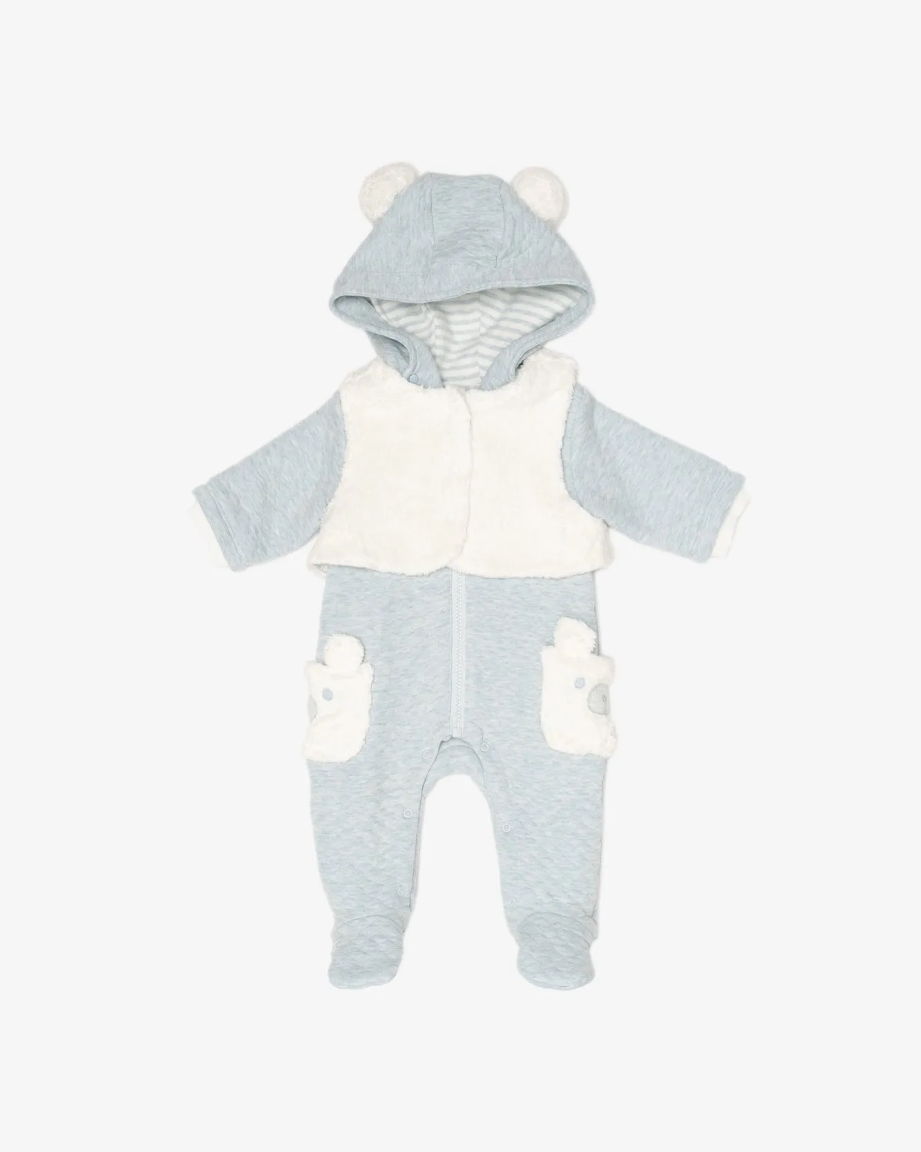 Padded Romper with Fluffy Gilet