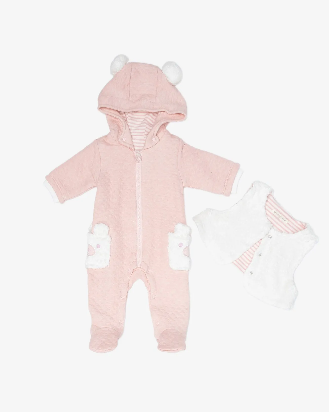 Padded Romper with Fluffy Gilet