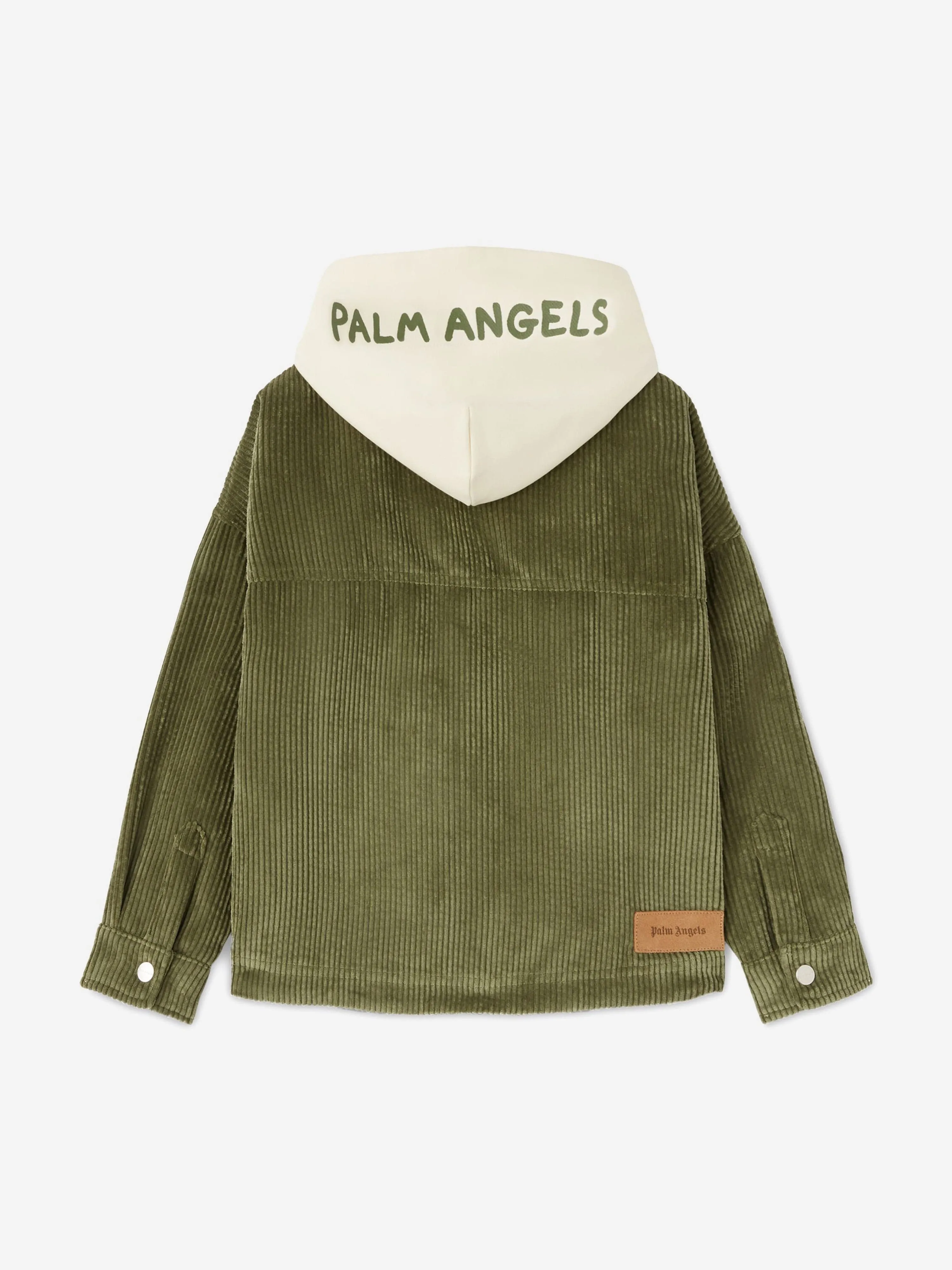 Palm Angels Boys Corduroy Hooded Overshirt in Green