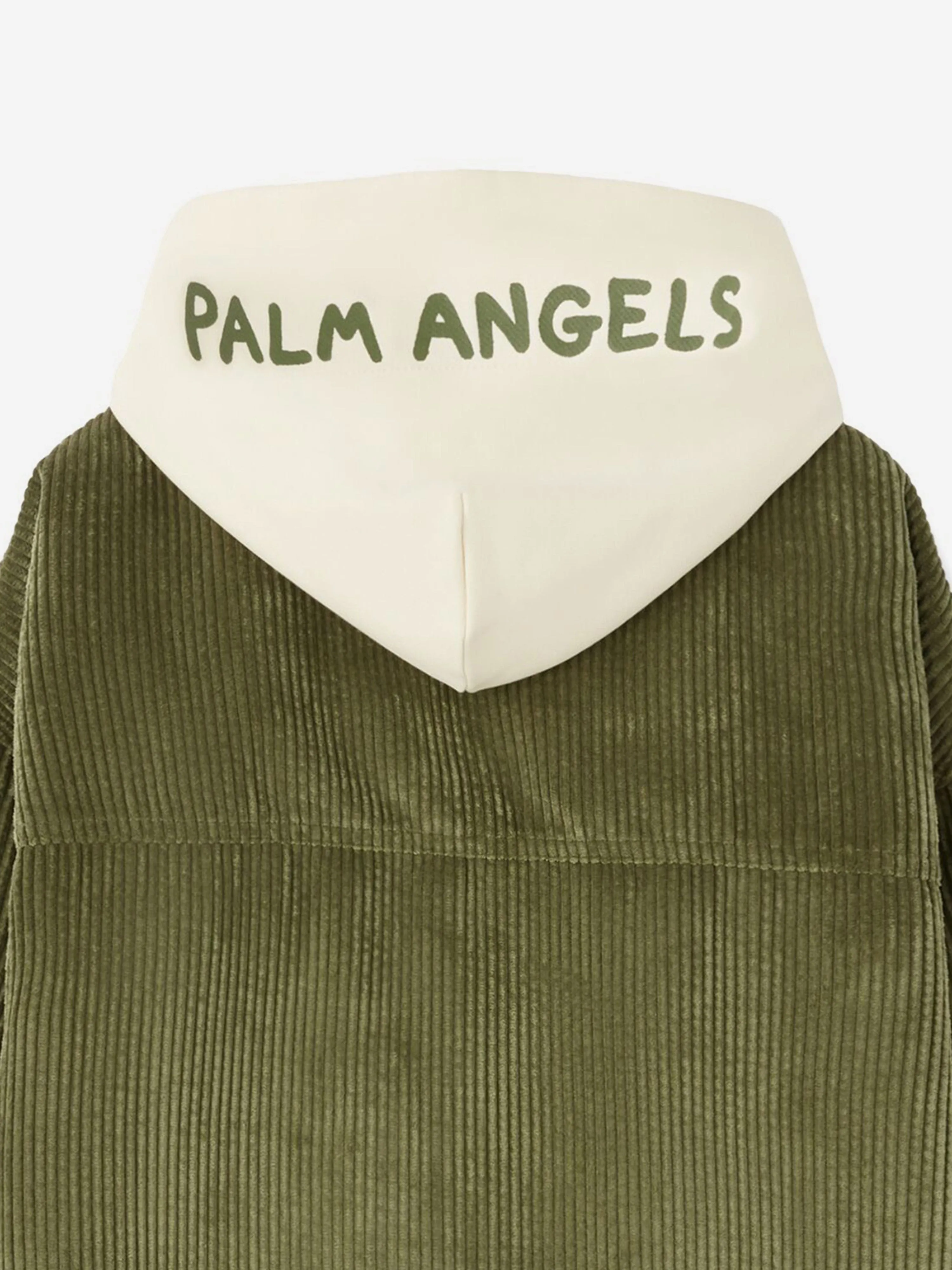 Palm Angels Boys Corduroy Hooded Overshirt in Green