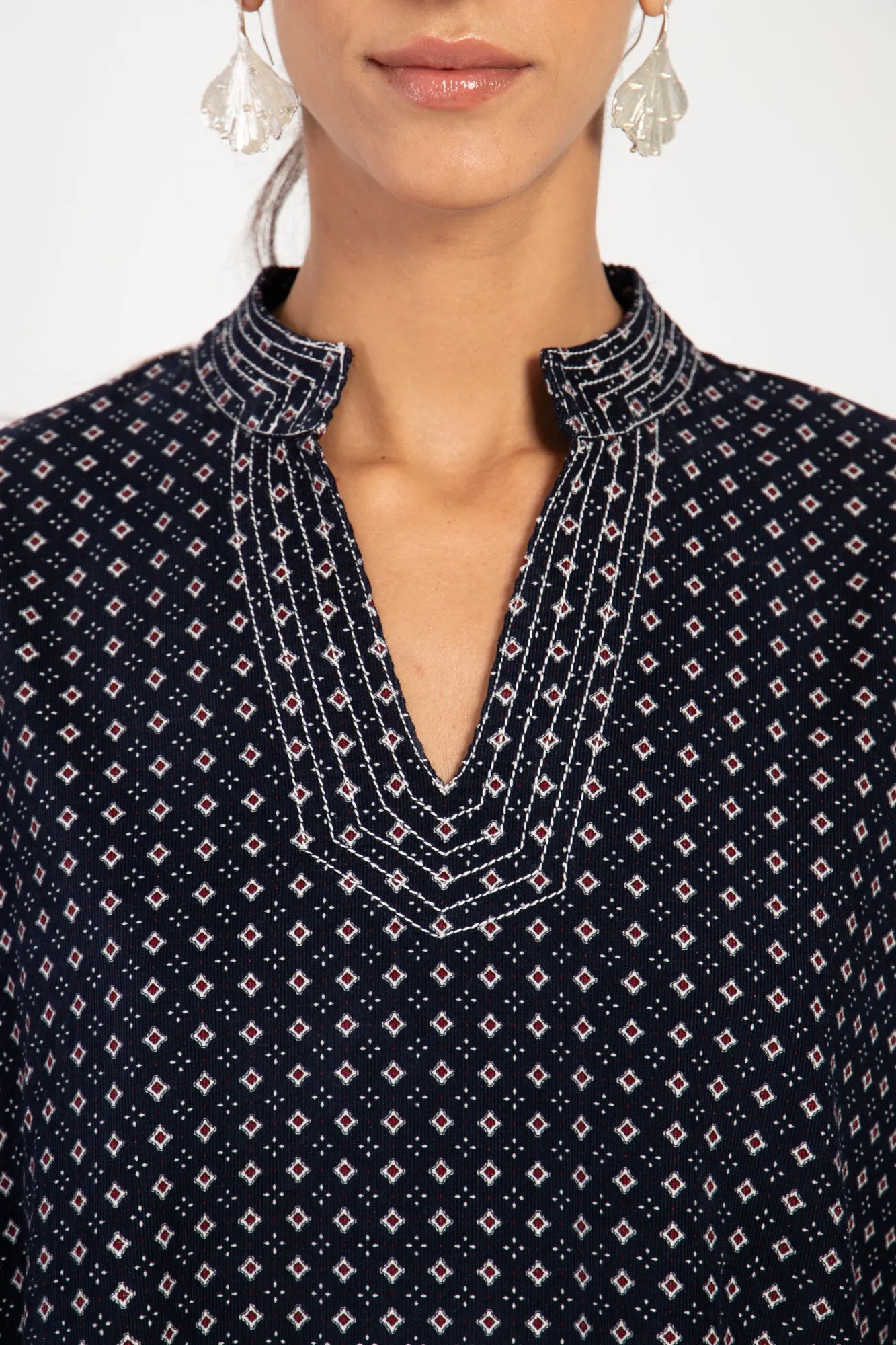 Palmira Cotton Corduroy Navy Jellaba