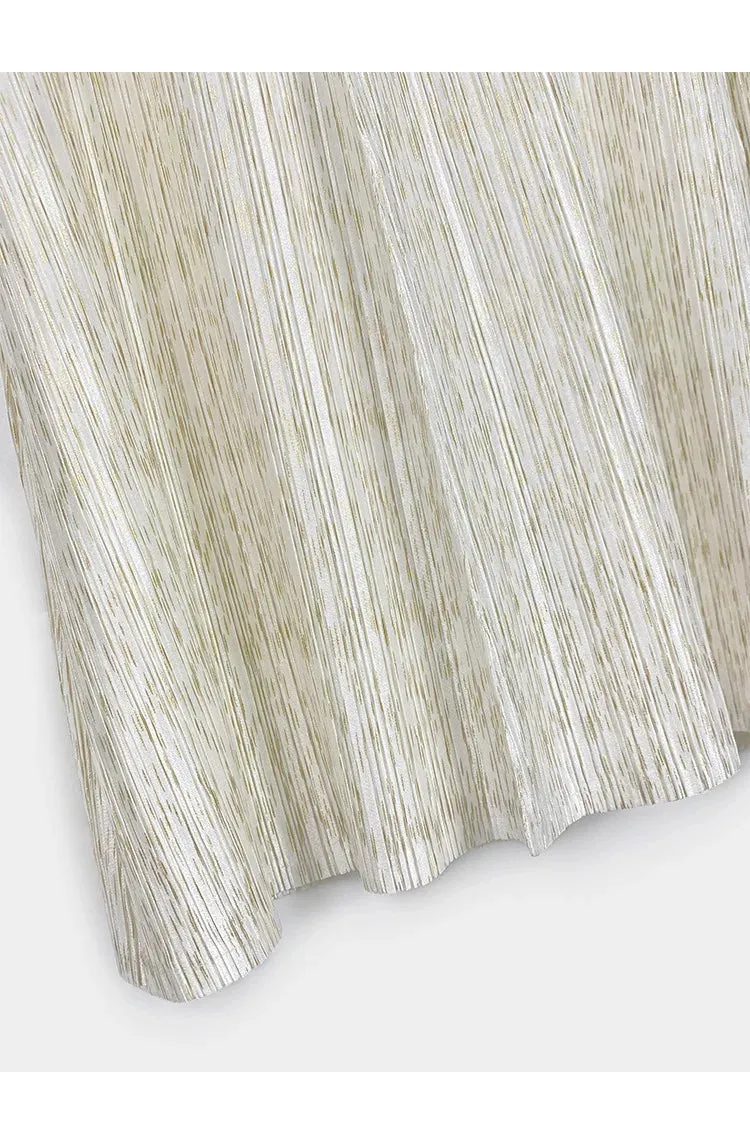 Pre Order:  Beige Long Top Pants Plisse Set