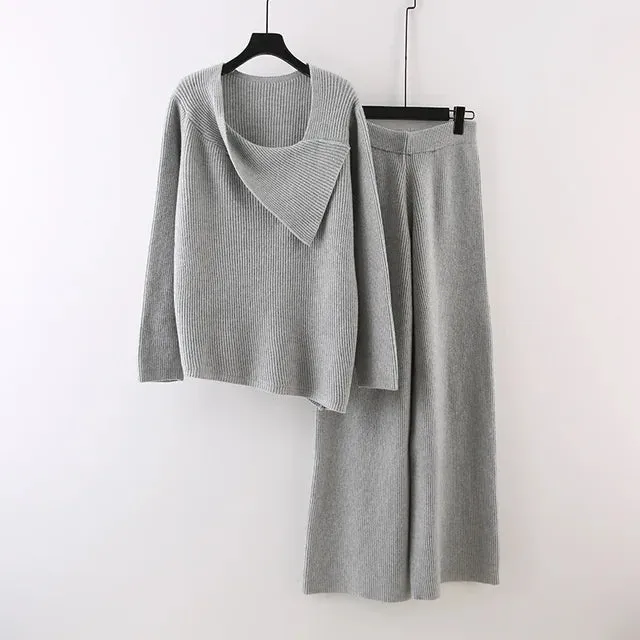 Pre Order:  Long Sleeve Irregular Loose Top   Trousers Set