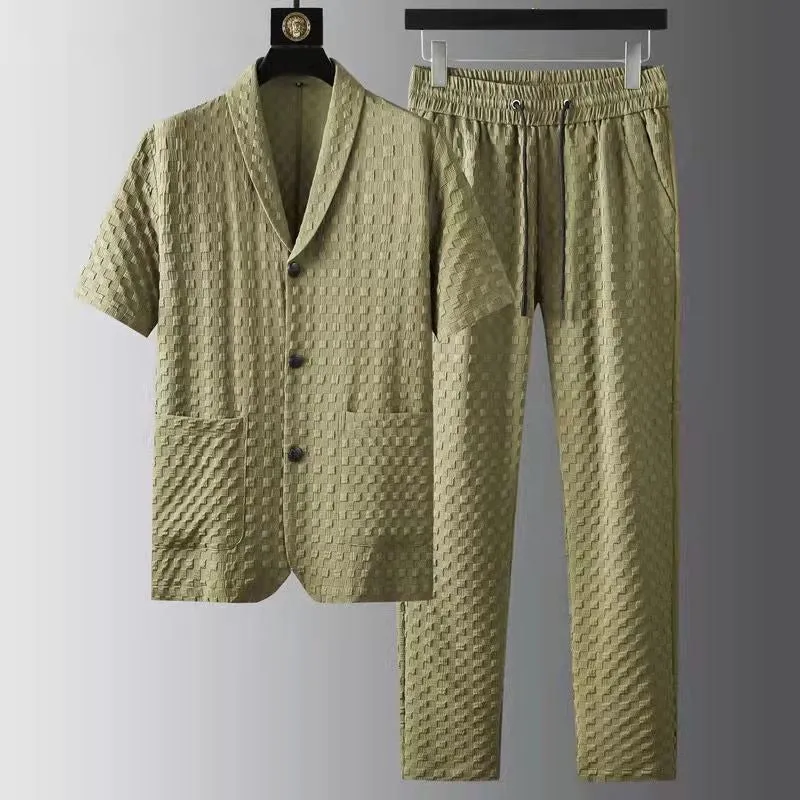 Pre Order: Solid Casual Short Sleeved Top   Pants Set
