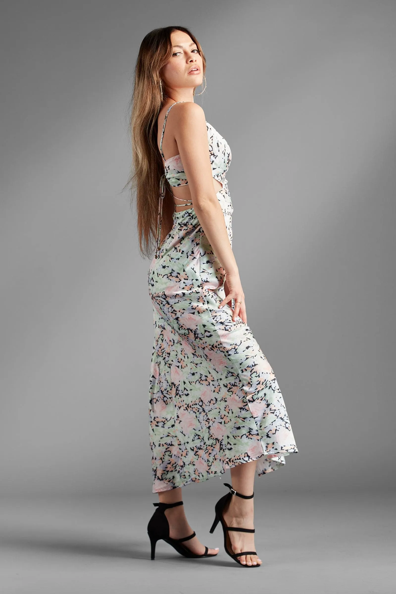 Precious One Cutout Spaghetti Strap Midi Dress - Apple Green