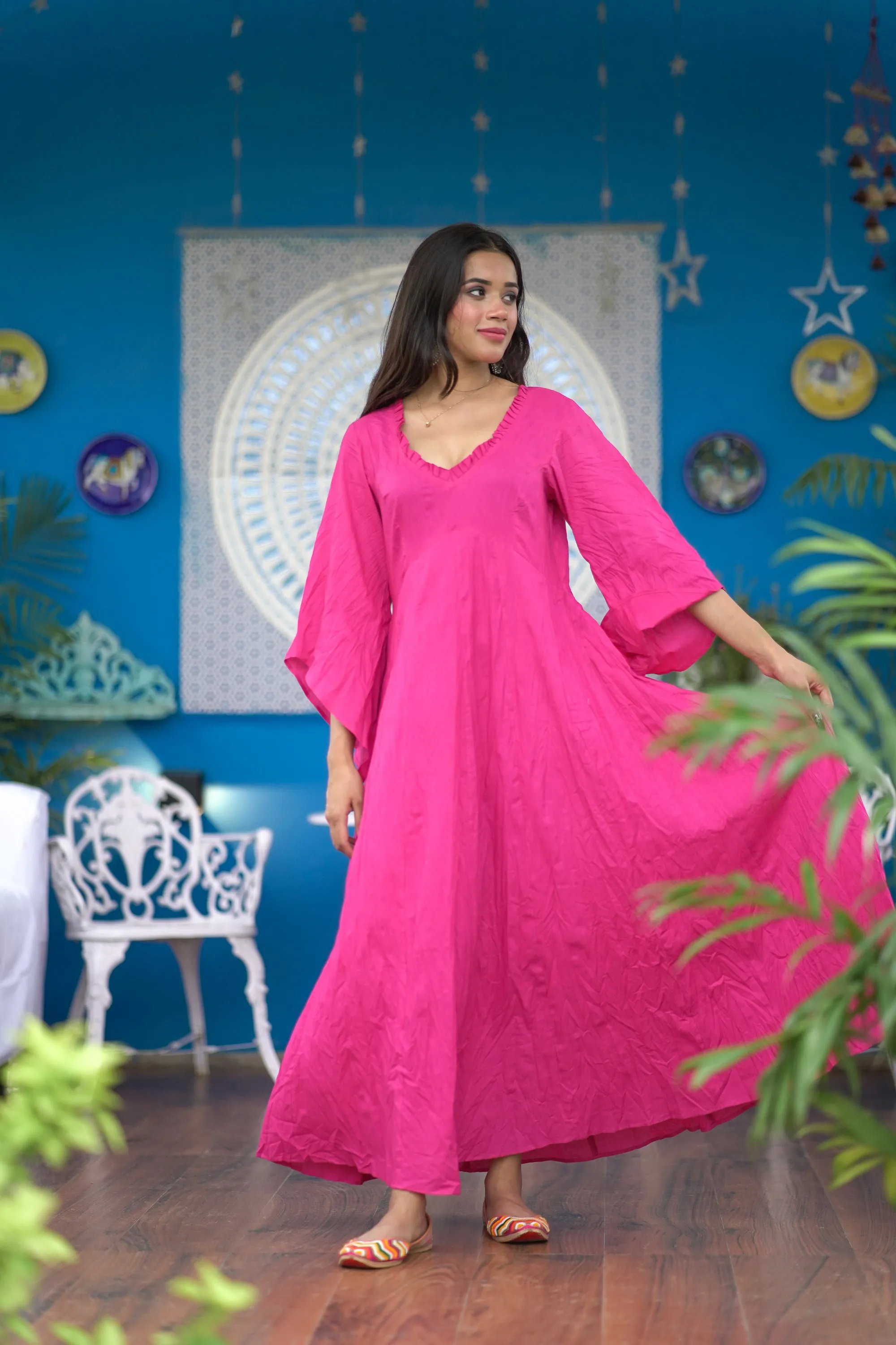 PREMIUM PINK MULMUL DRESS FOR WOMEN