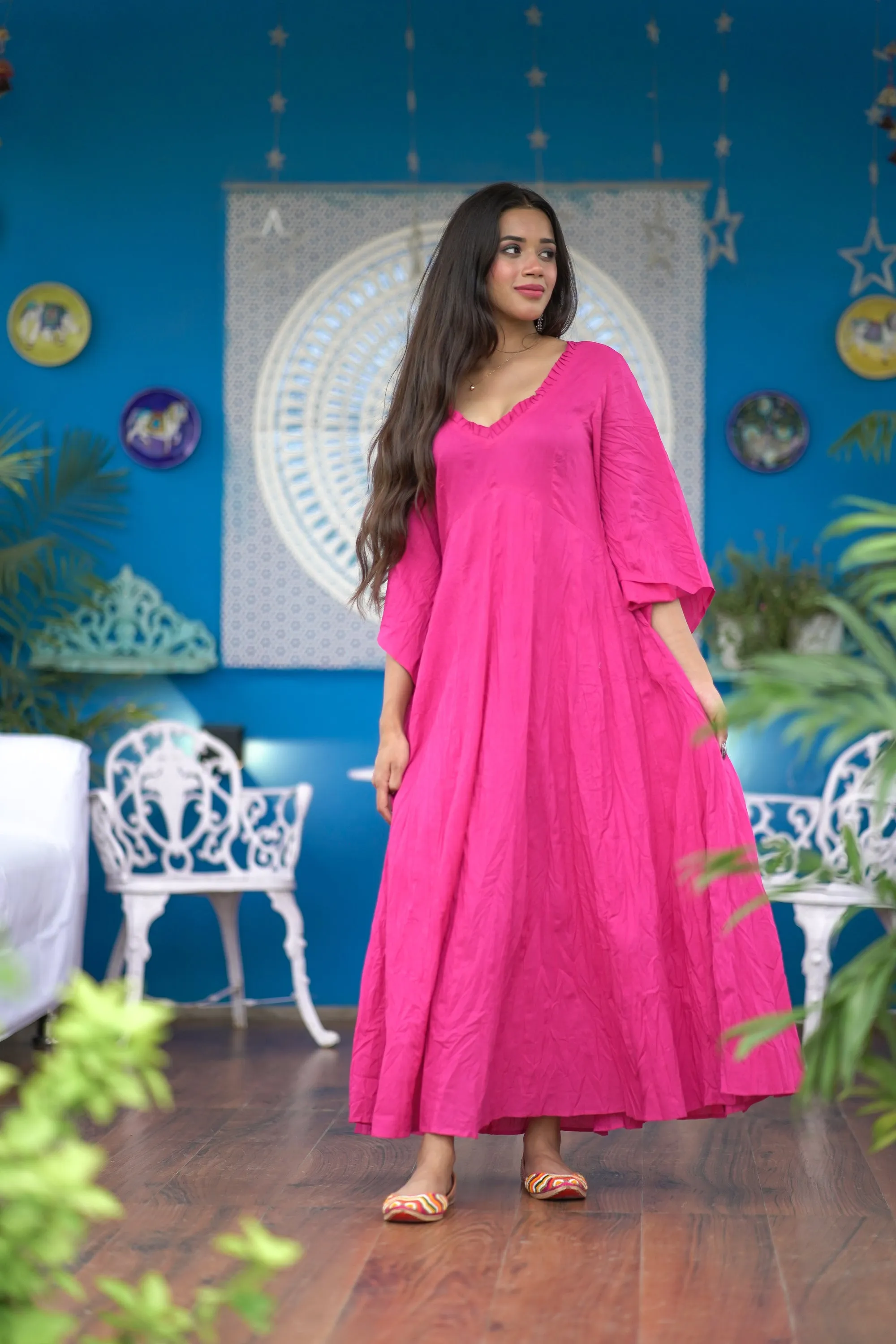 PREMIUM PINK MULMUL DRESS FOR WOMEN