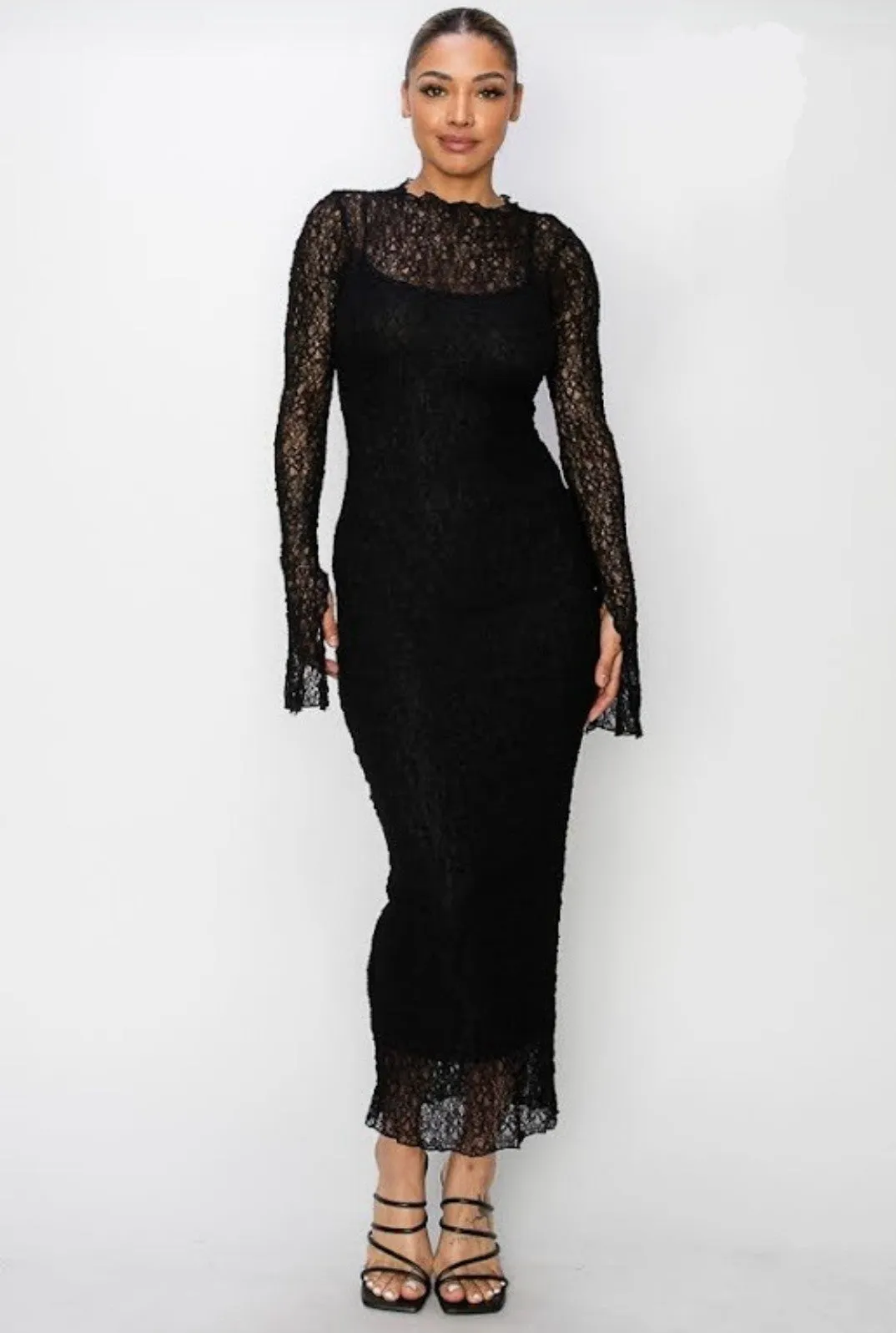 "Bossa Nova" Long Sleeve Midi Dress