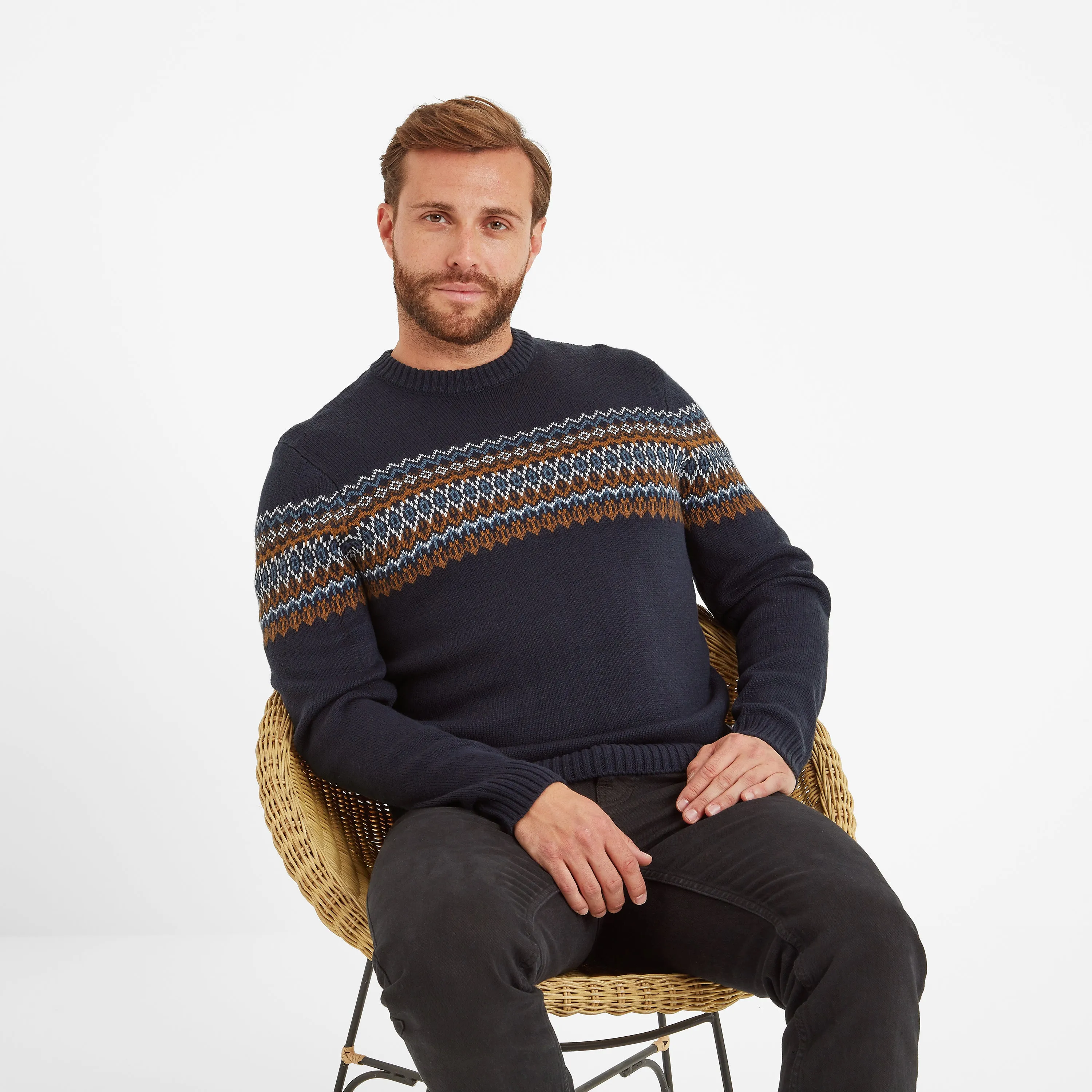 Reece Mens Knitted Jumper - Dark Indigo