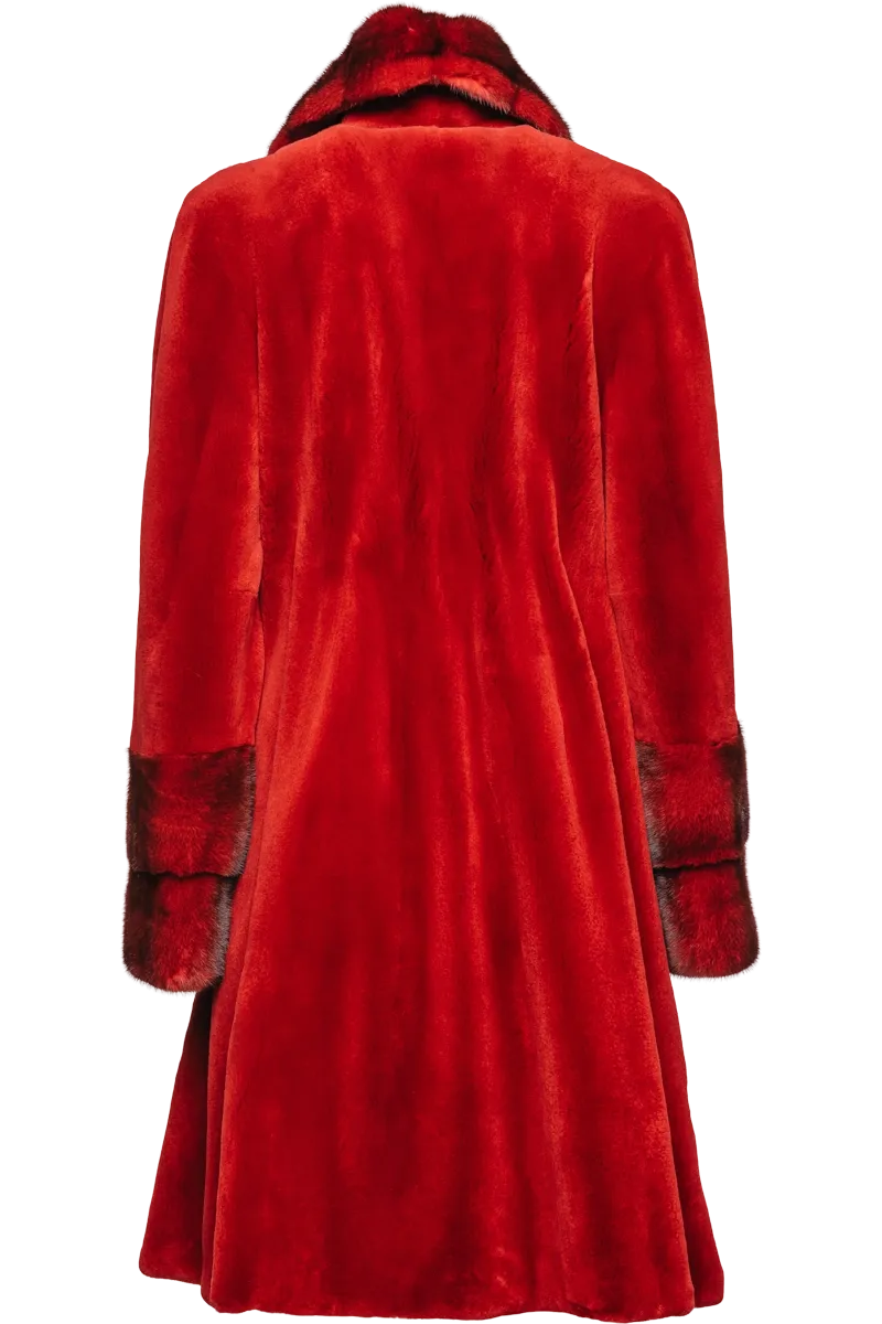 Scarlet Sheared & Long Haired Mink Fur Coat