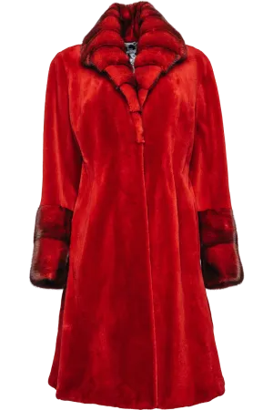 Scarlet Sheared & Long Haired Mink Fur Coat