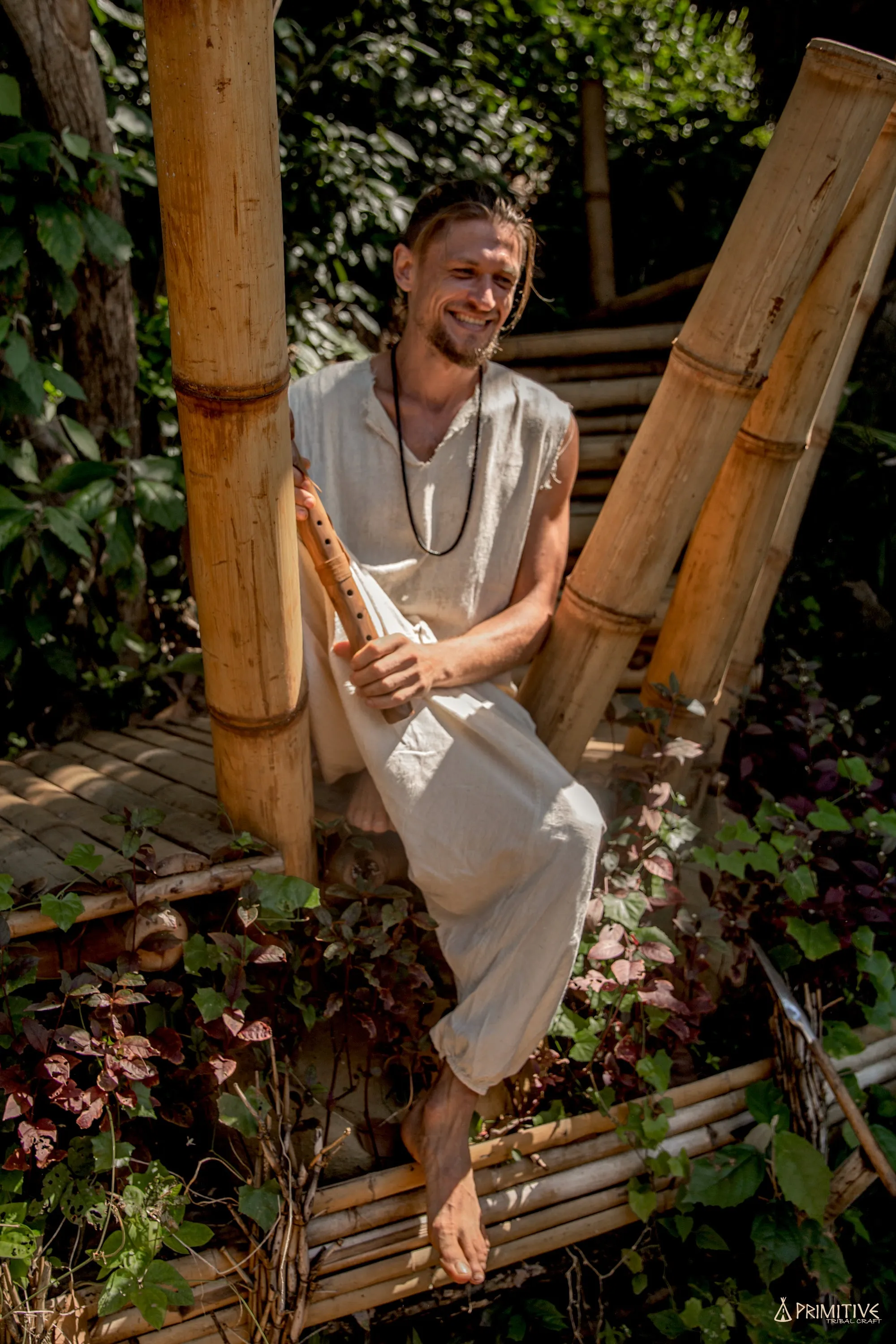 Serenity Men Outfit ॐ Frayed Sleeveless Shirt ⋙ Handwoven Raw Silk   Harem Pants ⋘⋙ Handwoven Natural Khadi Cotton