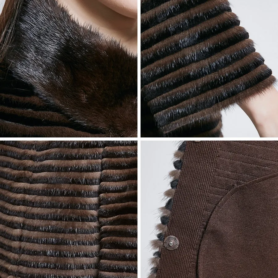 Short Real Mink Fur Stand Collar Coat